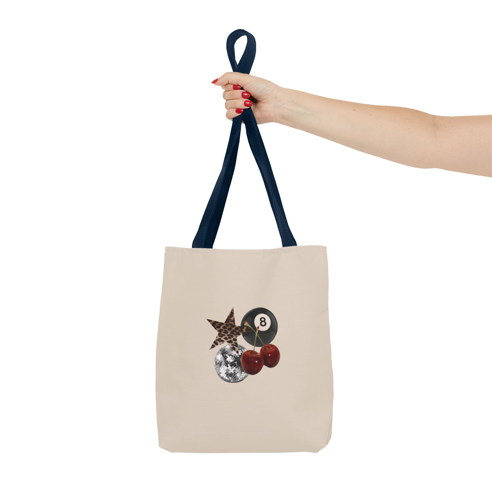 Vintage Retro Collage Tote Bag — 8 Ball, Stars & Cherry Graphic
