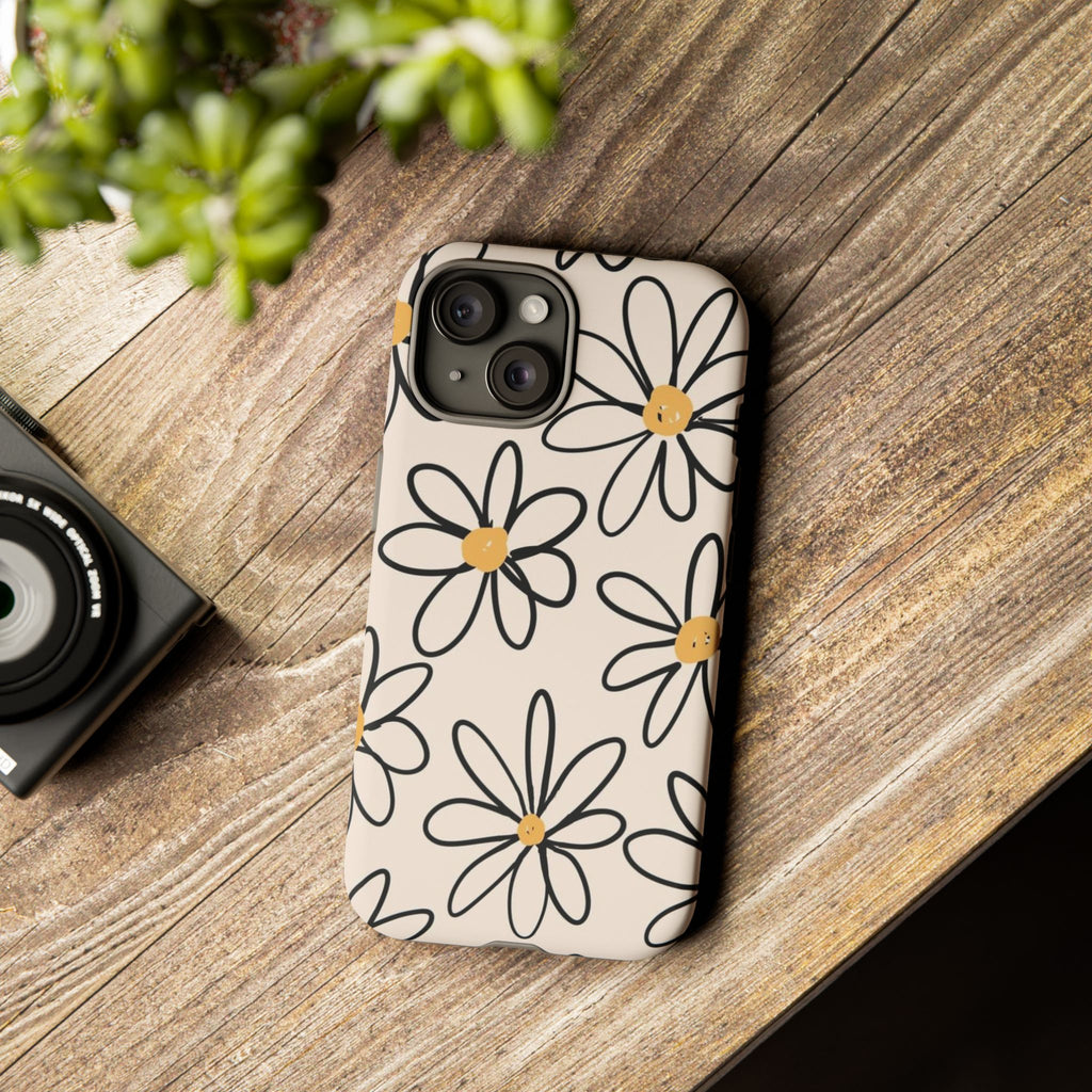Daisy Sketch iPhone Case — Floral Protective Phone Cover
