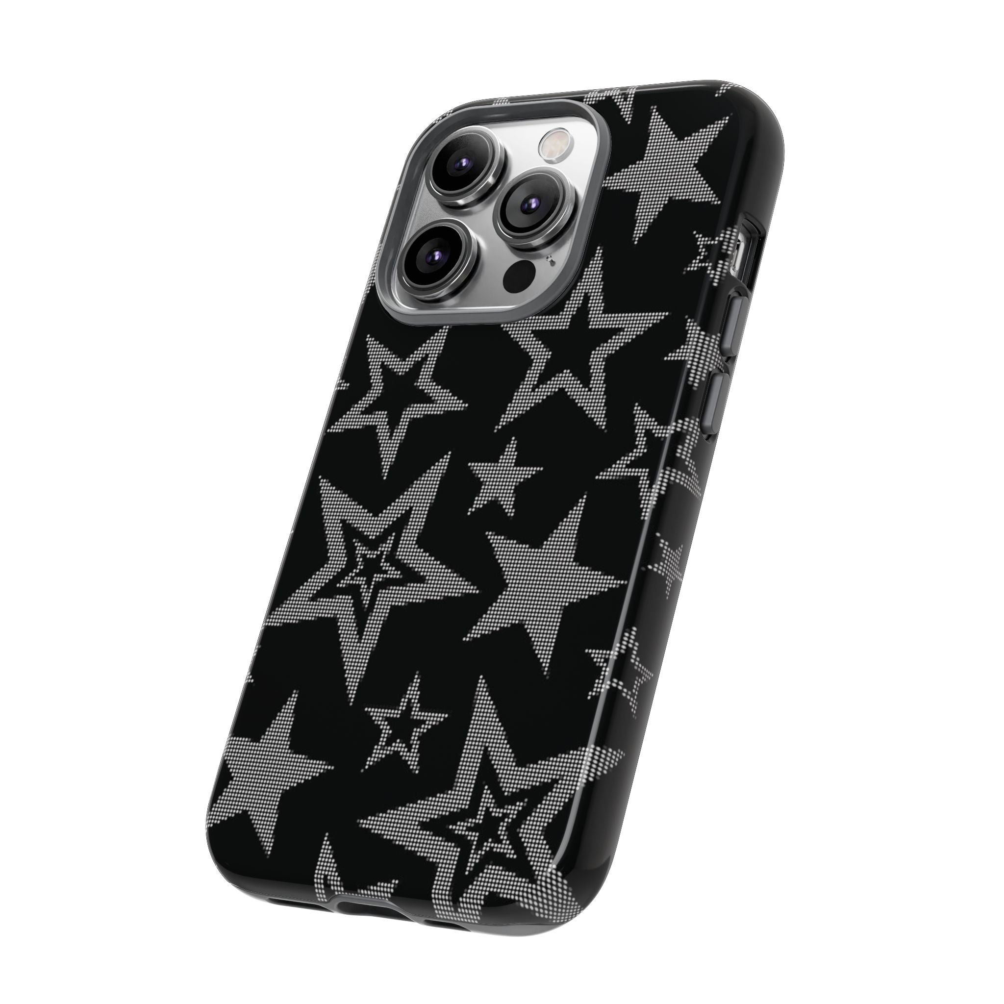 Black Star Pattern Tough Phone Case — Durable Protective Phone Cover