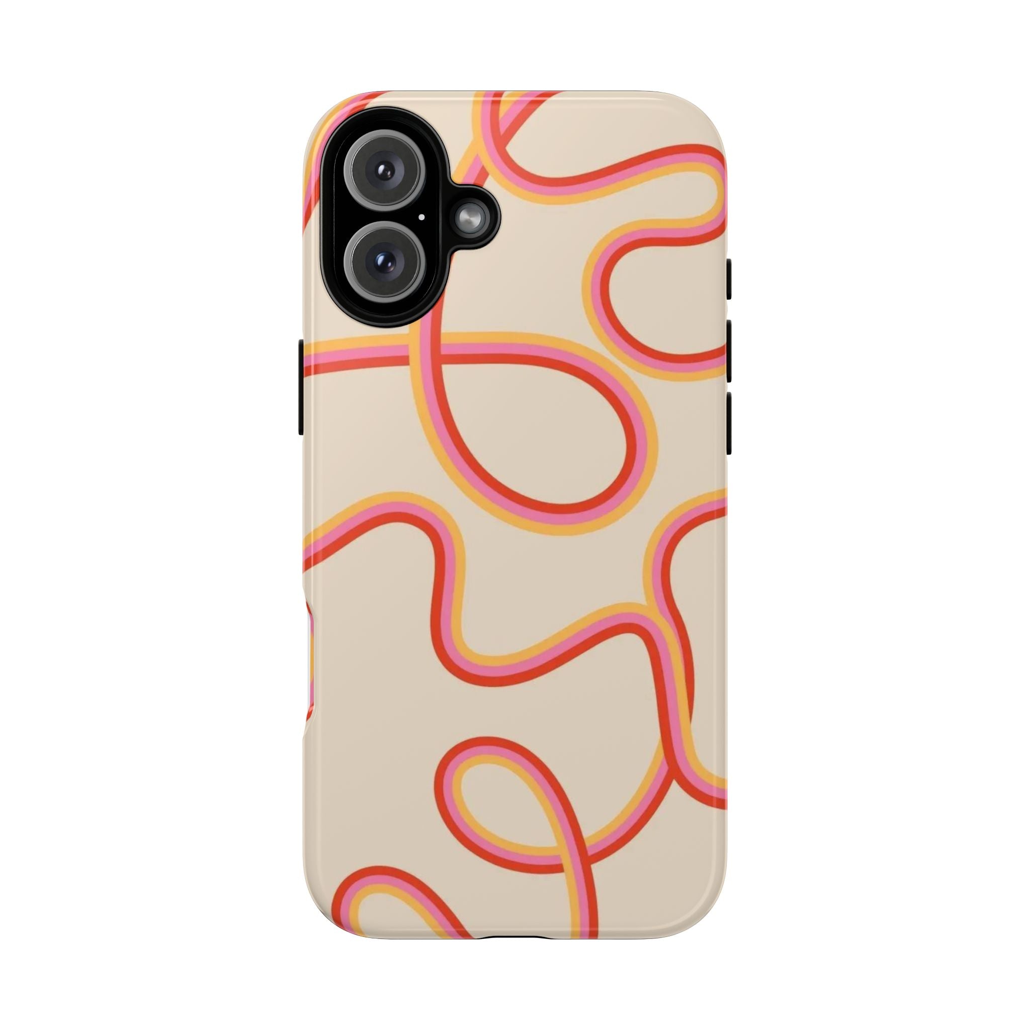 Retro Loop Pattern iPhone Case – Peach & Sunset Abstract Tough Case