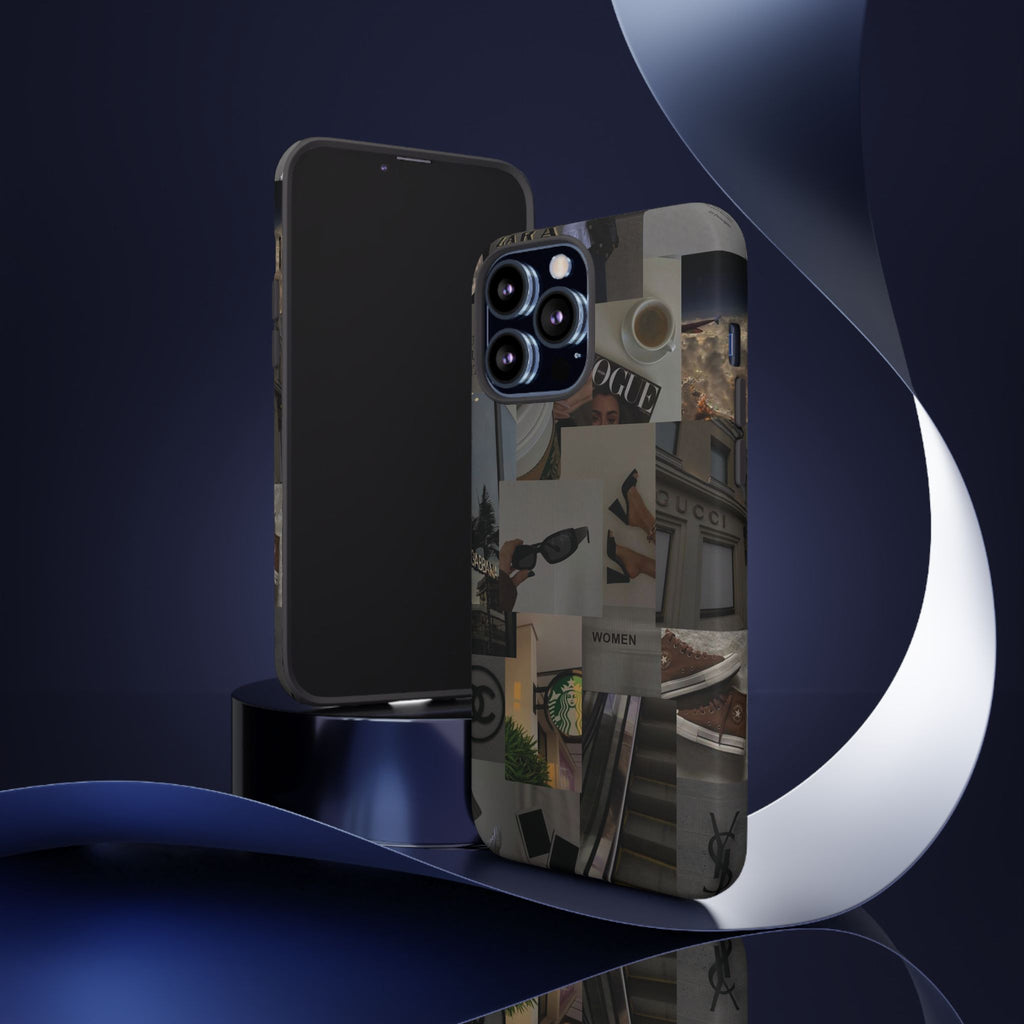 Collage Aesthetic Tough iPhone Case — Chic Cafe & Fashion Mood Board