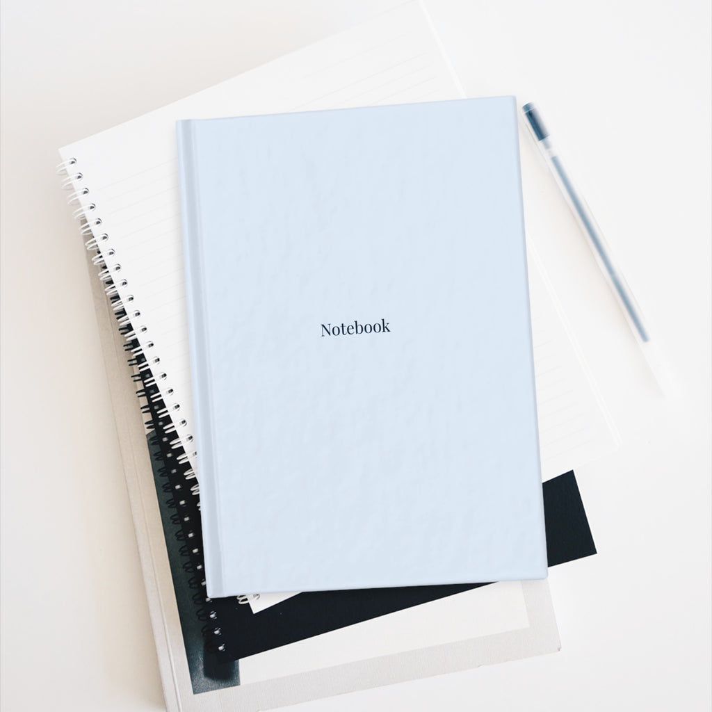 Hardcover Light Blue Ruled Notebook — Minimal 'Notebook' Hardcover Journal for Notes & Journaling