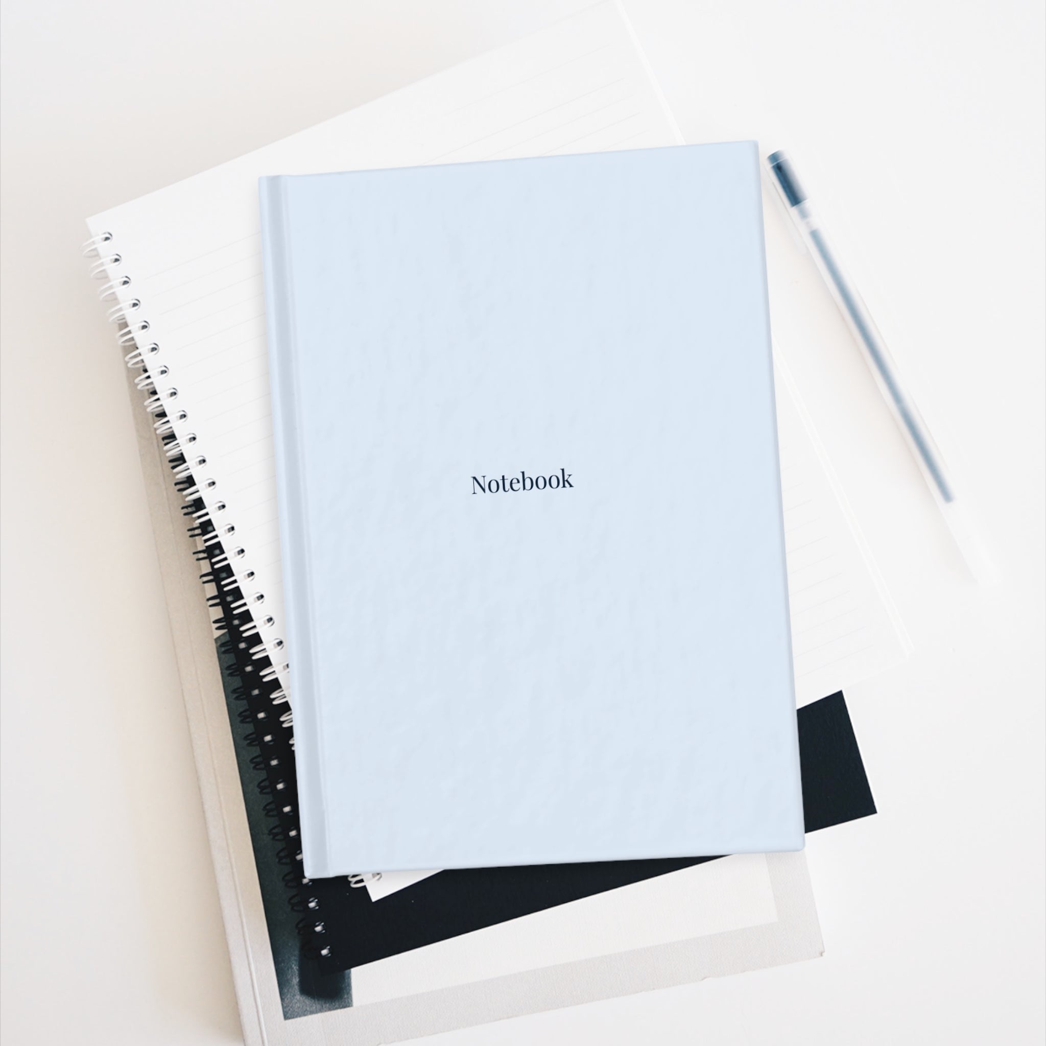 Hardcover Light Blue Ruled Notebook — Minimal 'Notebook' Hardcover Journal for Notes & Journaling