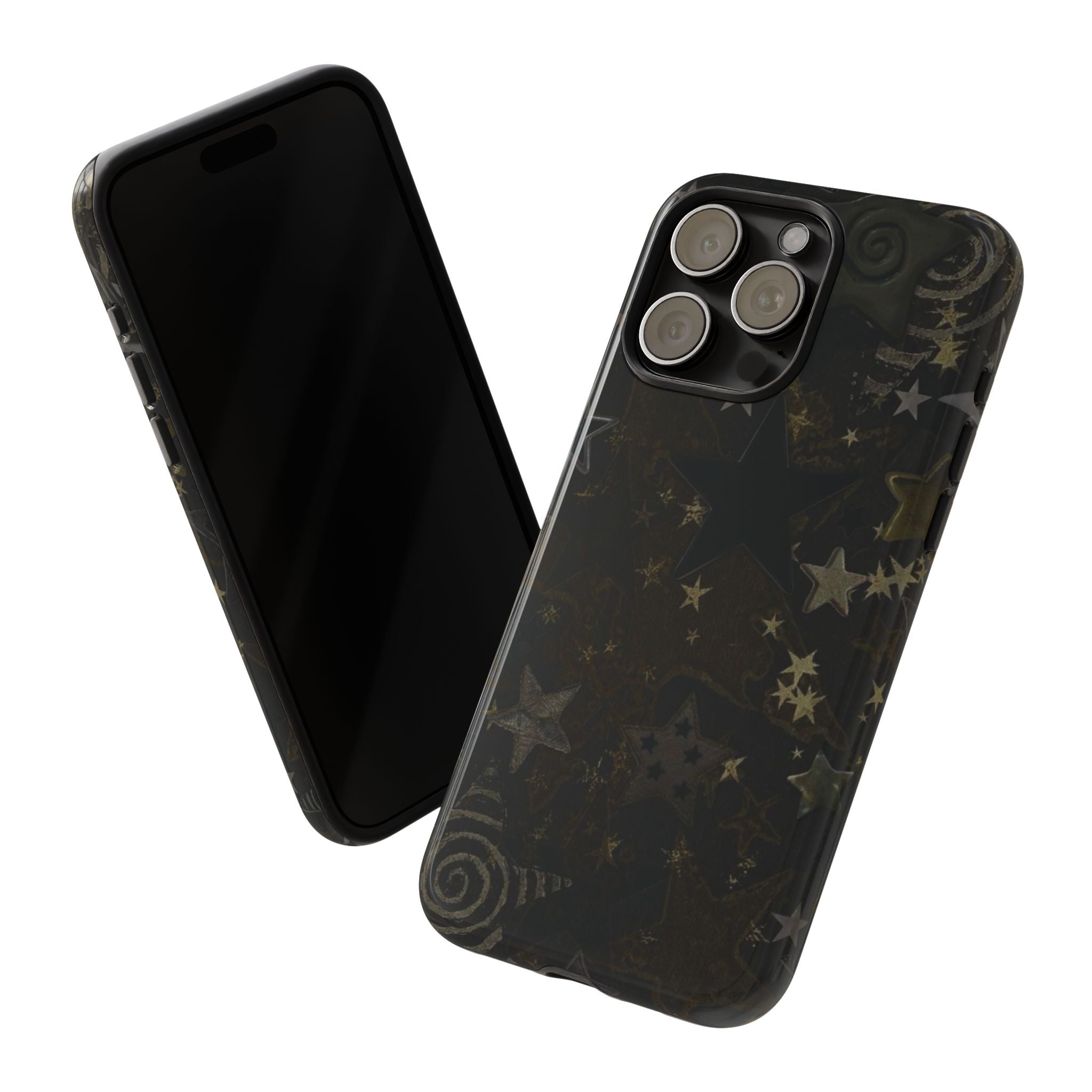 Black Starry iPhone Case – Protective Tough Case with Subtle Galaxy Pattern
