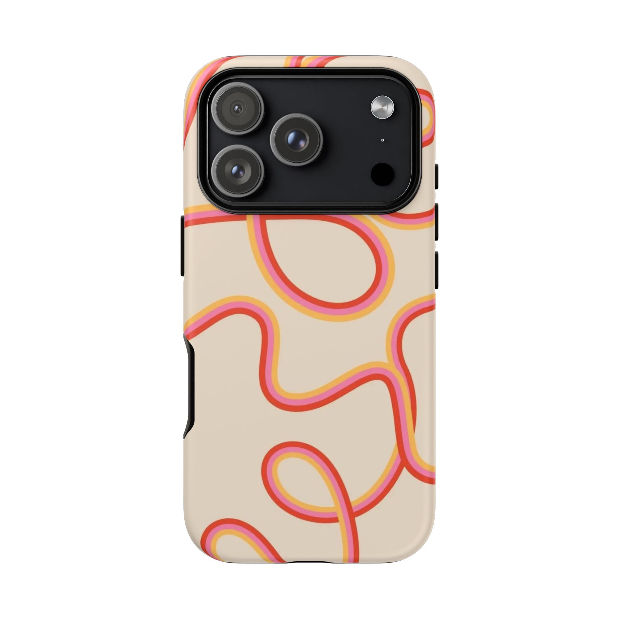 Retro Loop Pattern iPhone Case – Peach & Sunset Abstract Tough Case