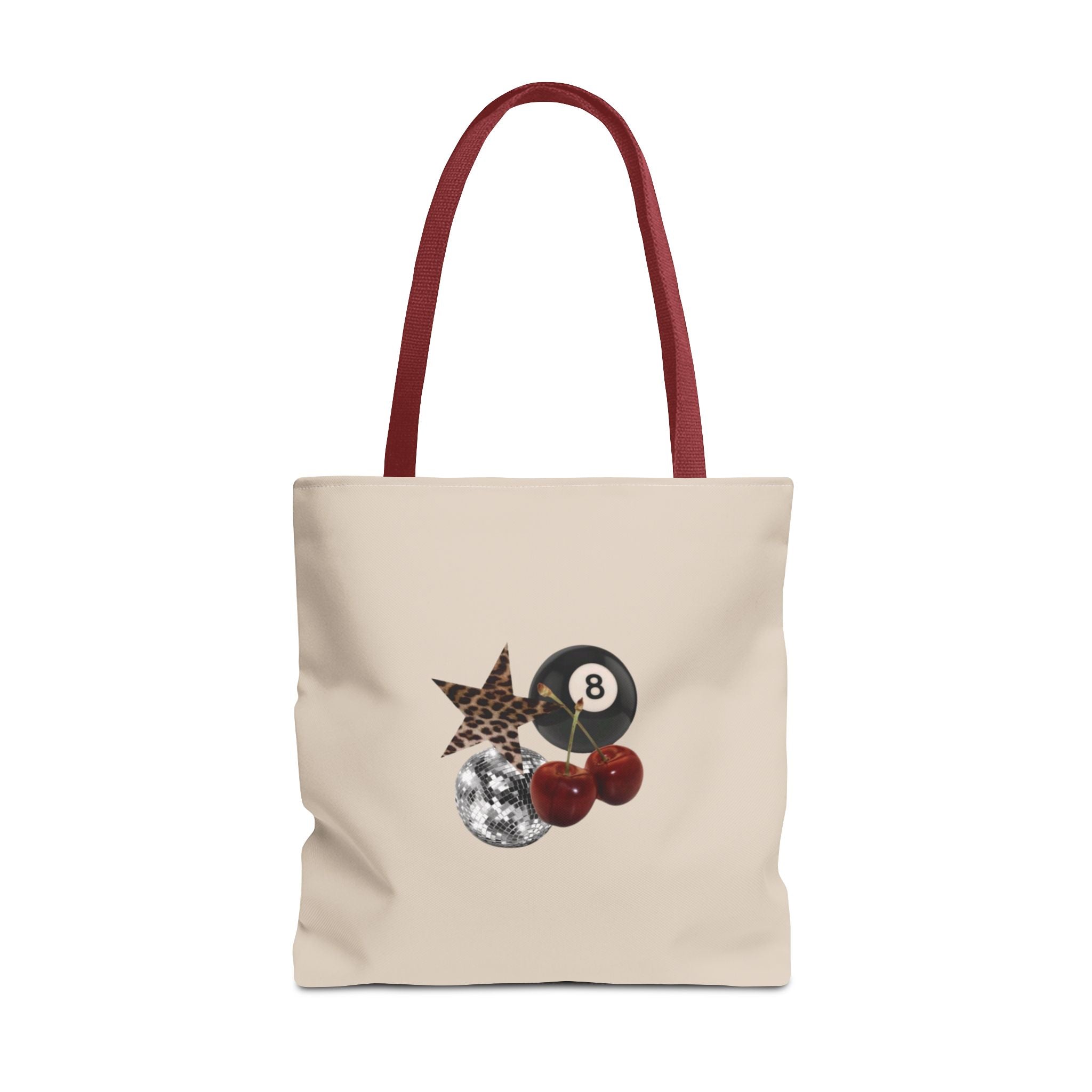 Vintage Retro Collage Tote Bag — 8 Ball, Stars & Cherry Graphic