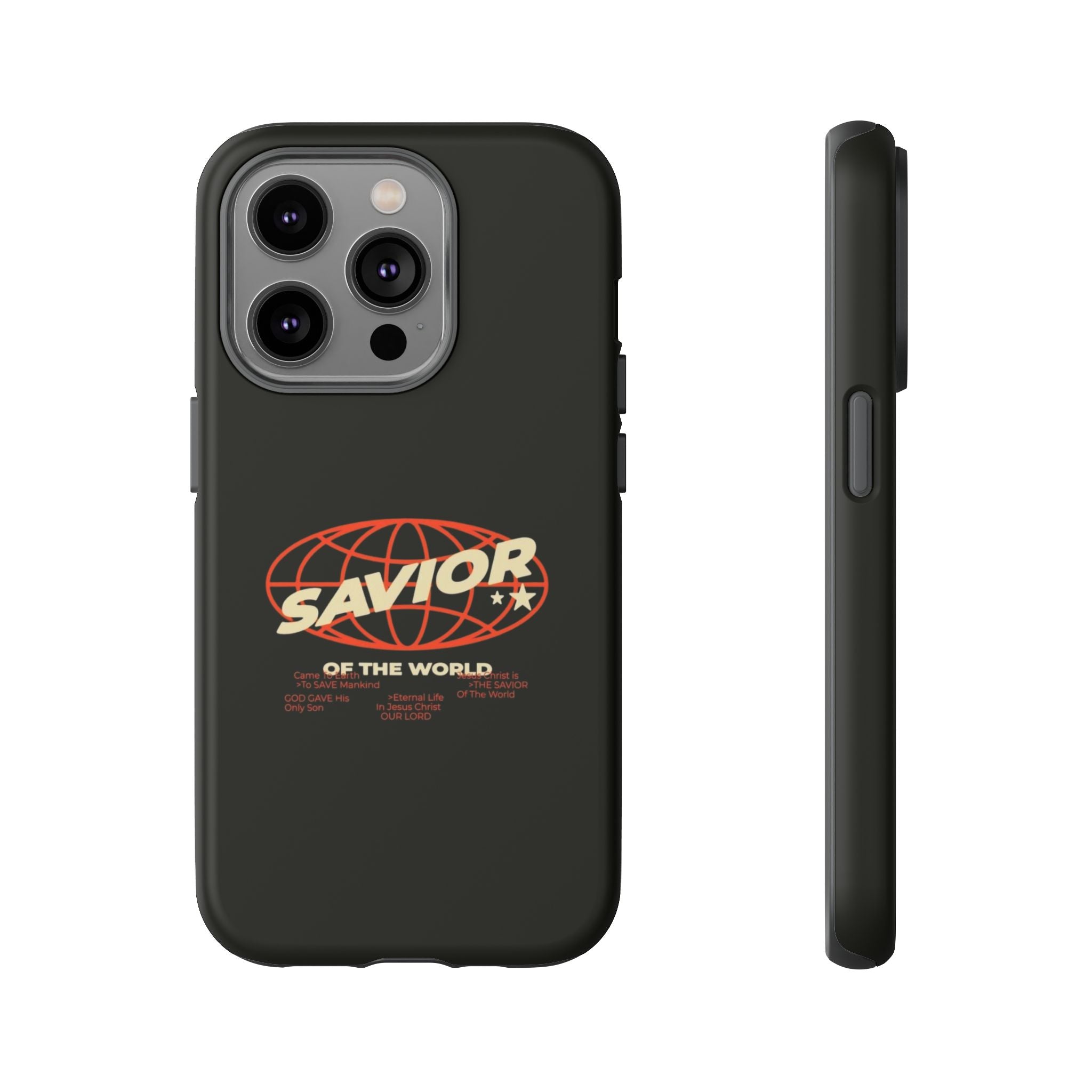 Savior of the World Black Protective Phone Case — Retro Globe Design