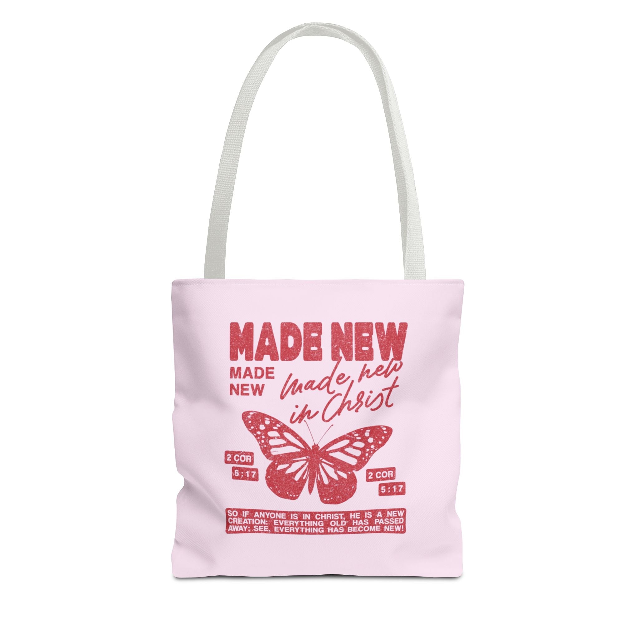 "Made New in Christ" Pink Butterfly Tote