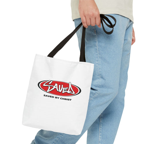 "Saved by Christ" Canvas Tote Bag