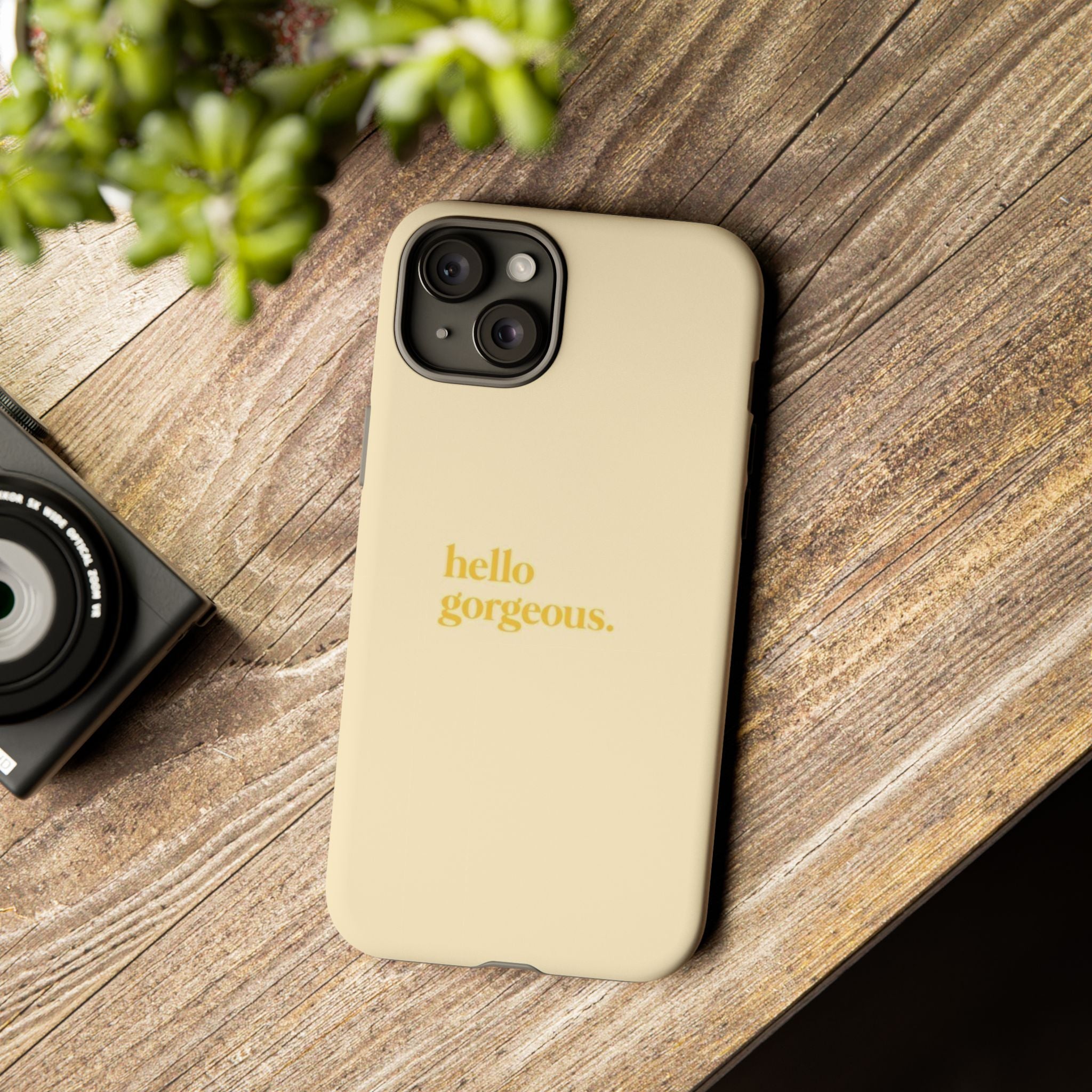 Hello Gorgeous iPhone Case — Cream Tough Protective Cover