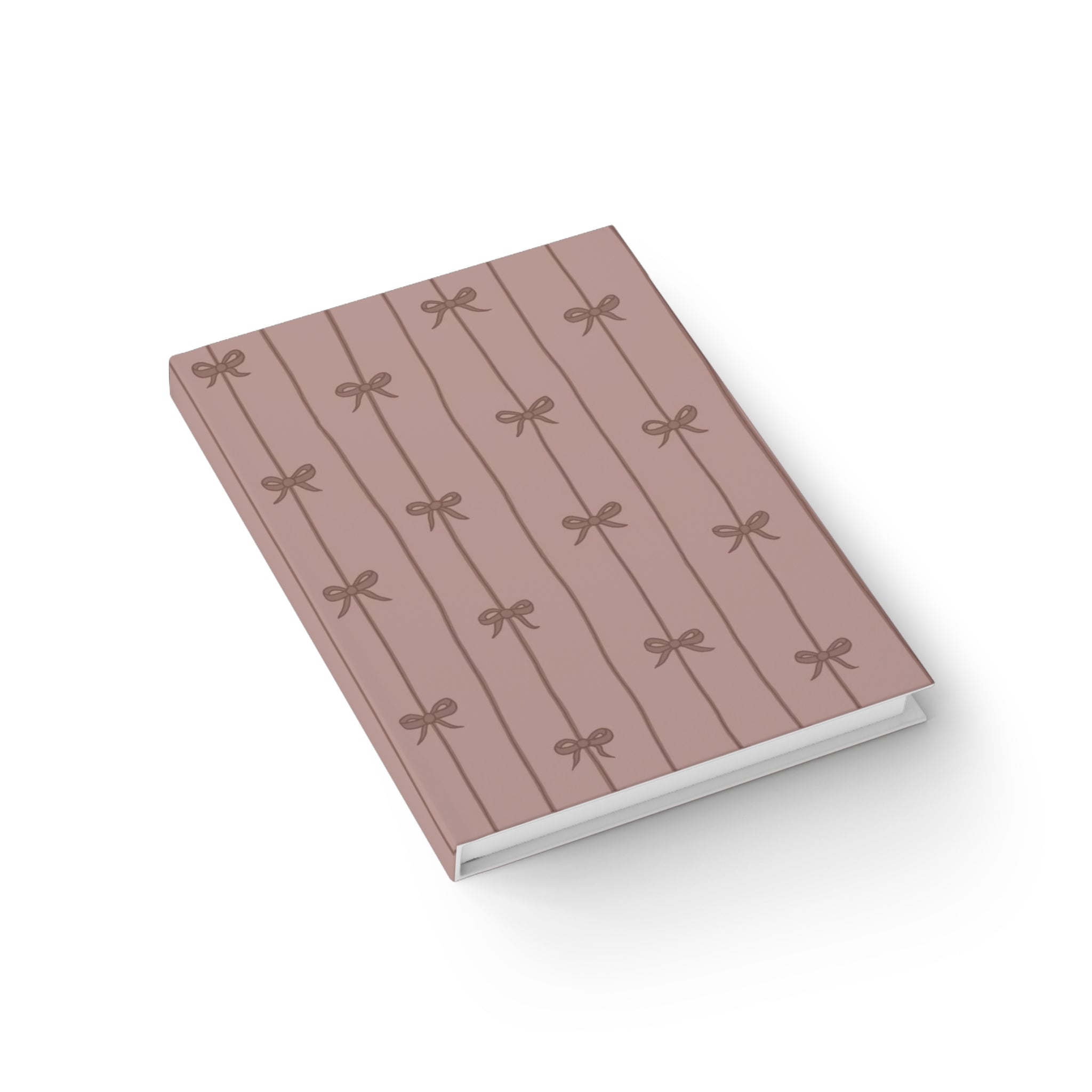 Hardcover Blush Bow Pattern Ruled Journal — Lined Notebook for Notes & Daily Planning