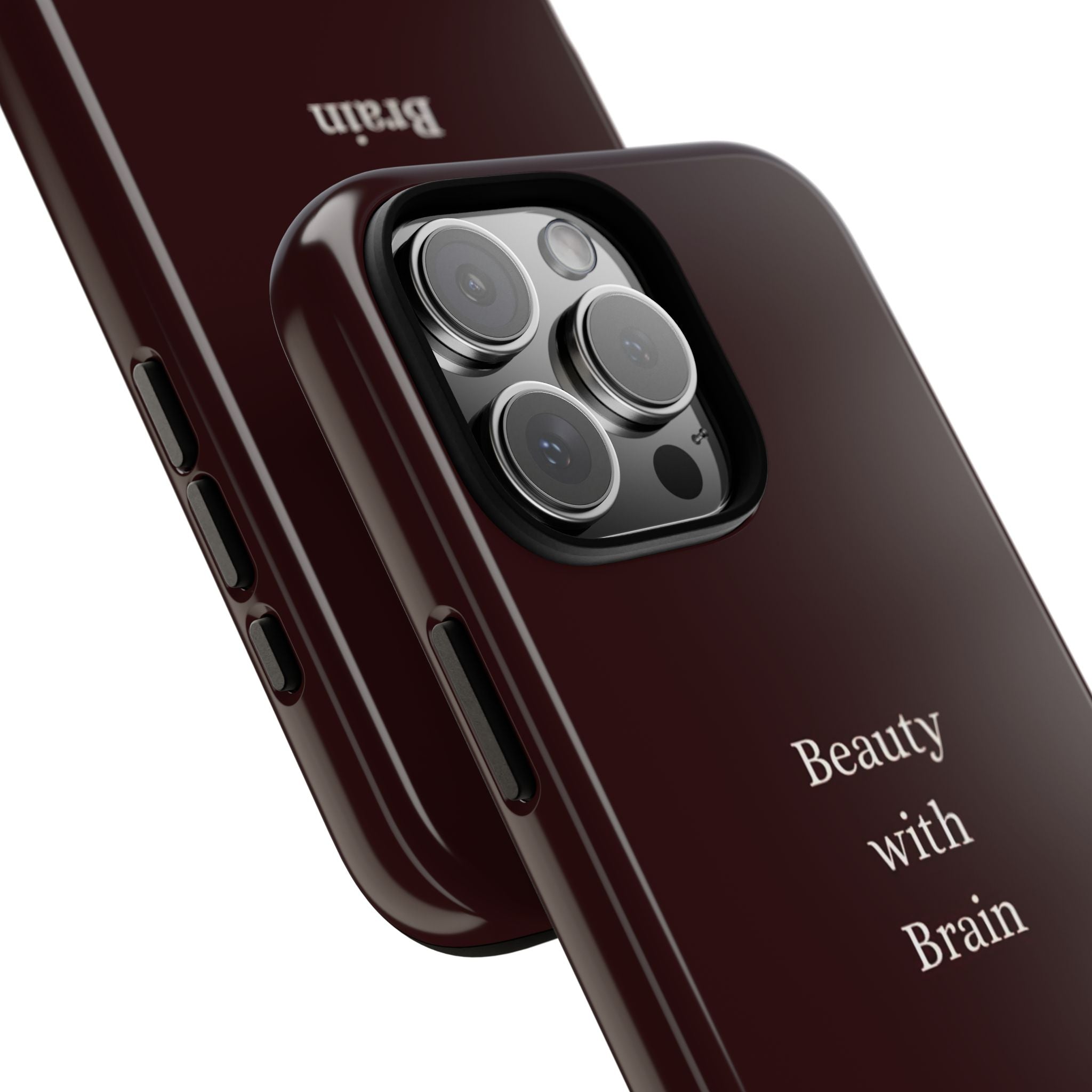 Tough Case — "Beauty with Brain" Protective iPhone Case (Sleek Maroon)