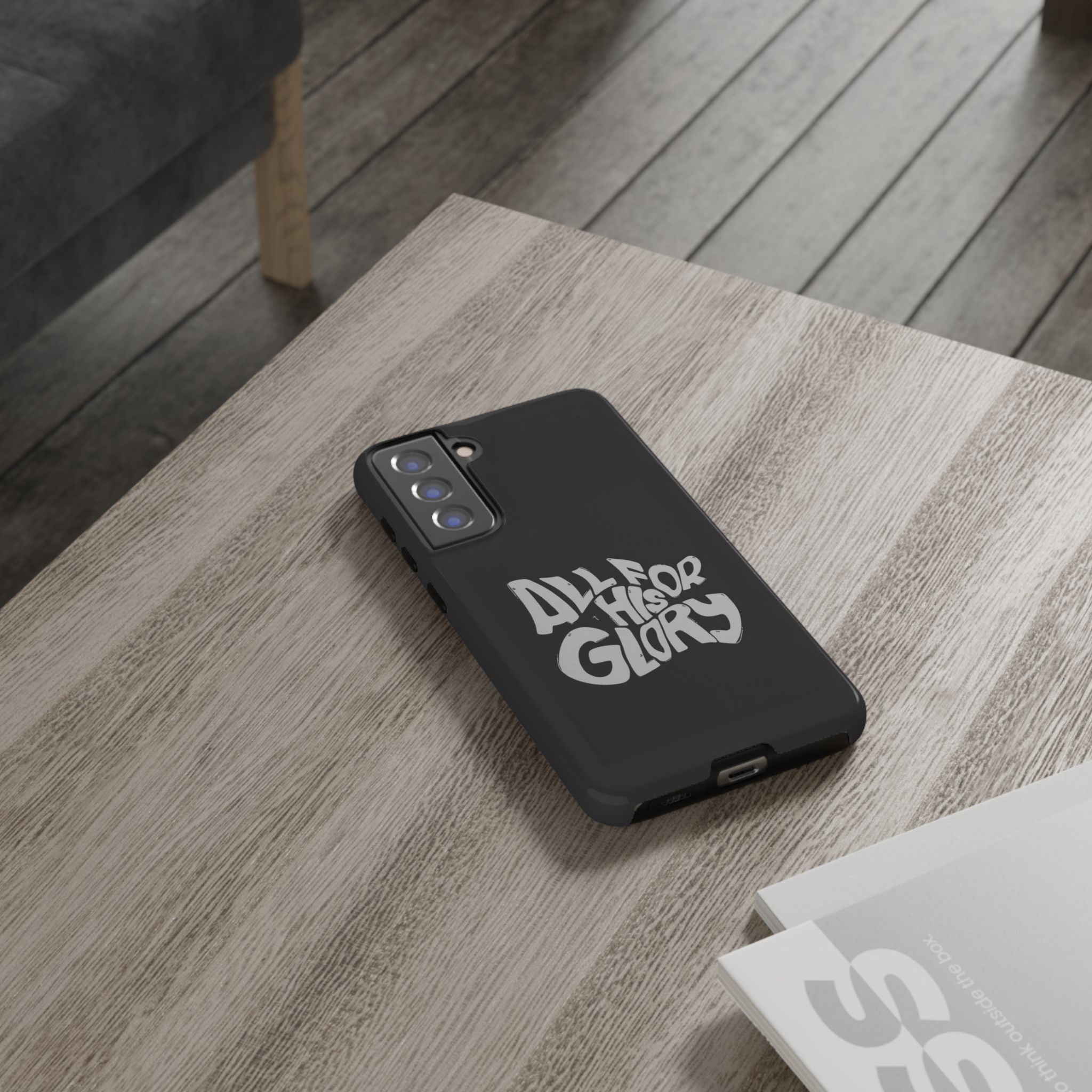 All For His Glory Phone Case — Christian Faith Script Protective Cover