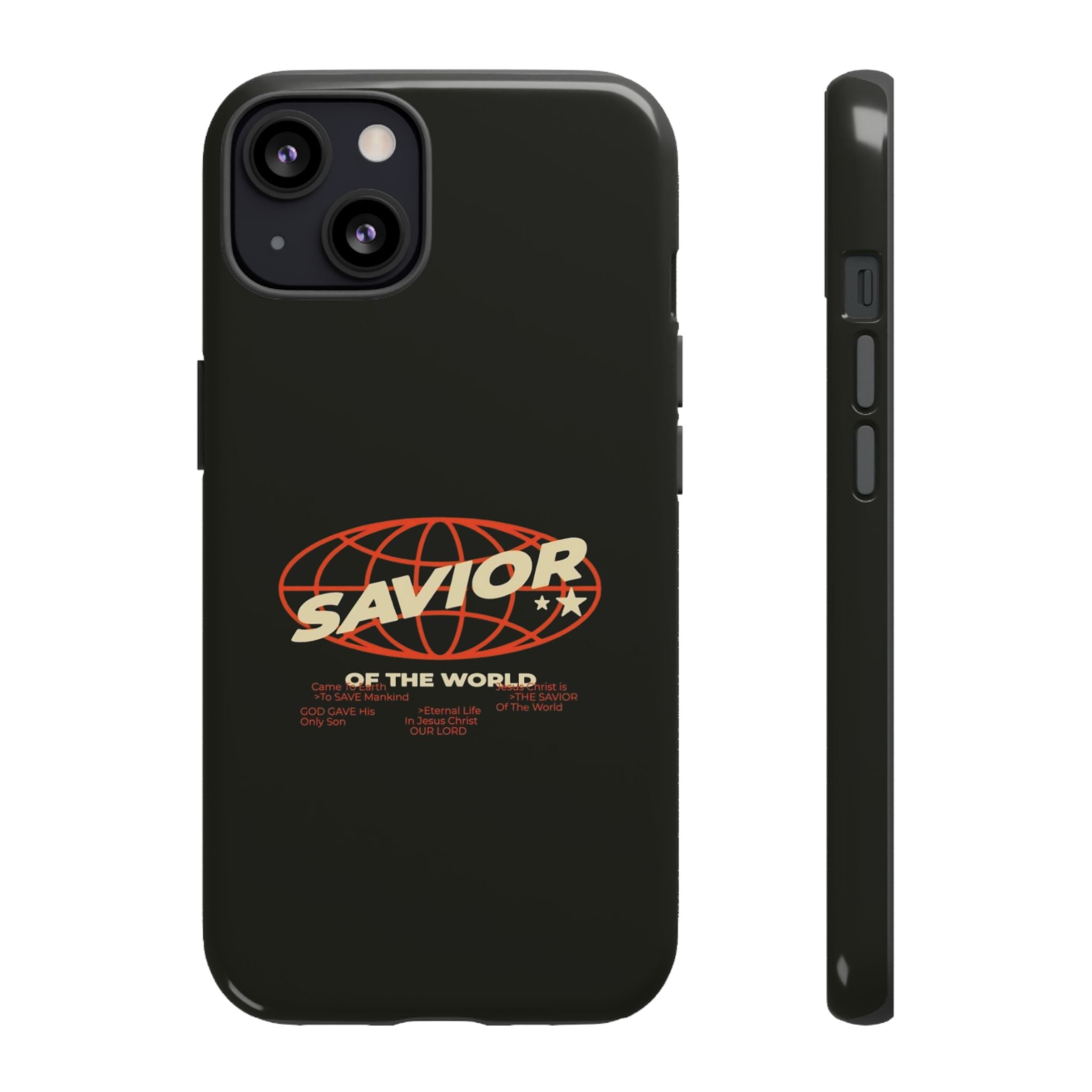 Savior of the World Black Protective Phone Case — Retro Globe Design