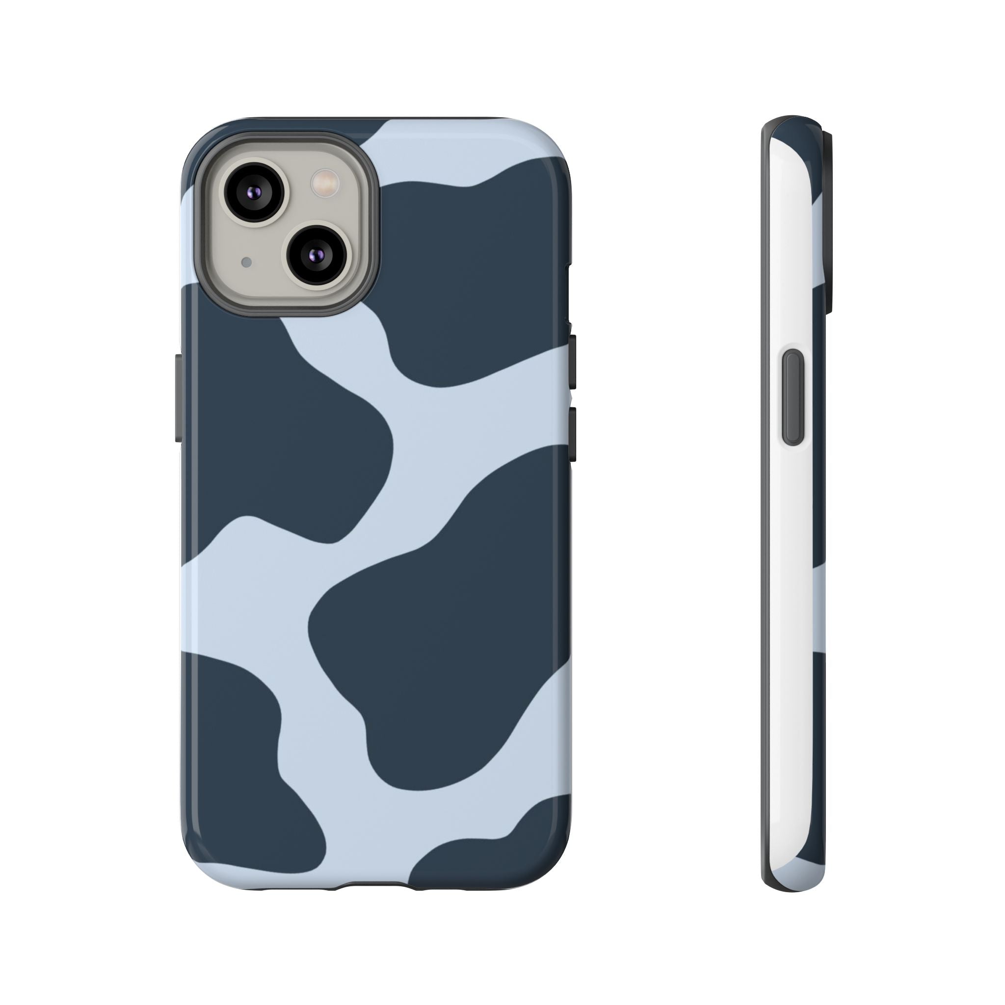 Cow Print Tough iPhone Case — Blue Black Abstract Pattern