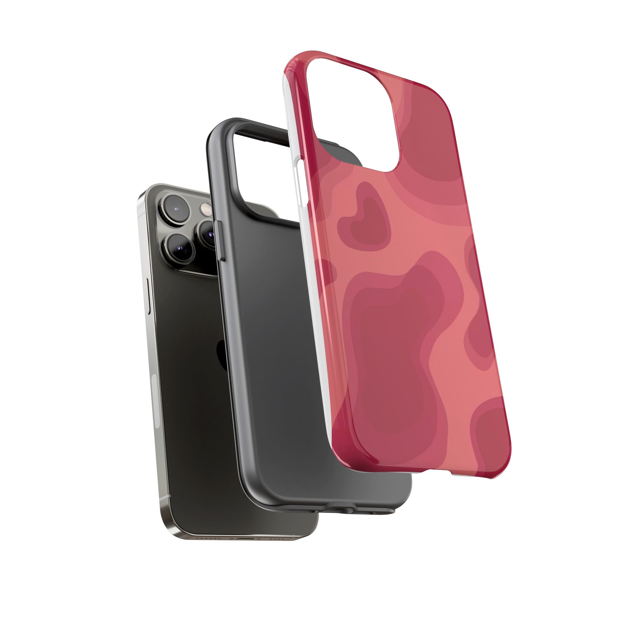 Red Pink Camo iPhone Case — Abstract Heart Pattern Tough Protective Cover