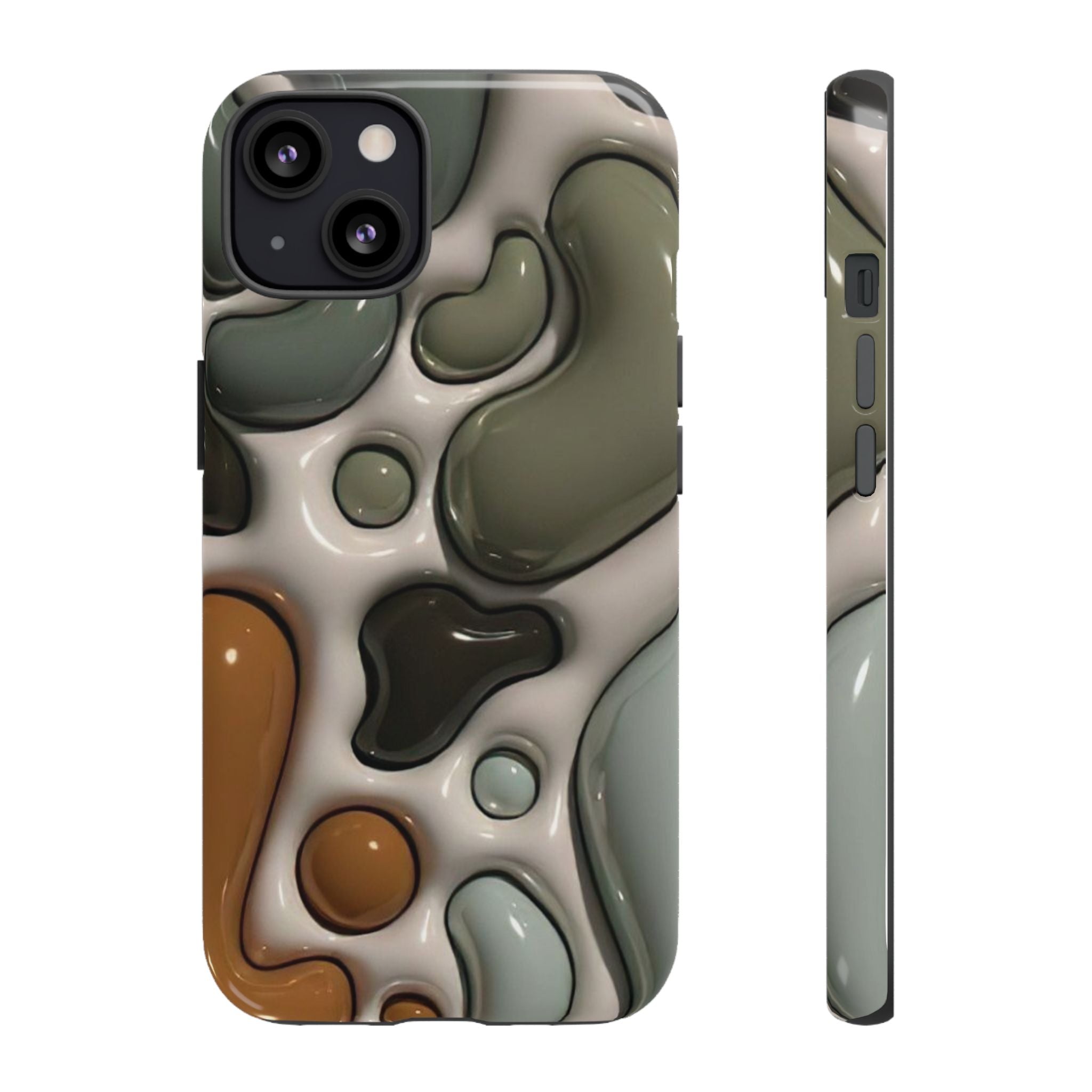 Abstract Pebble Pattern iPhone Case — Modern Organic Camouflage Tough Case