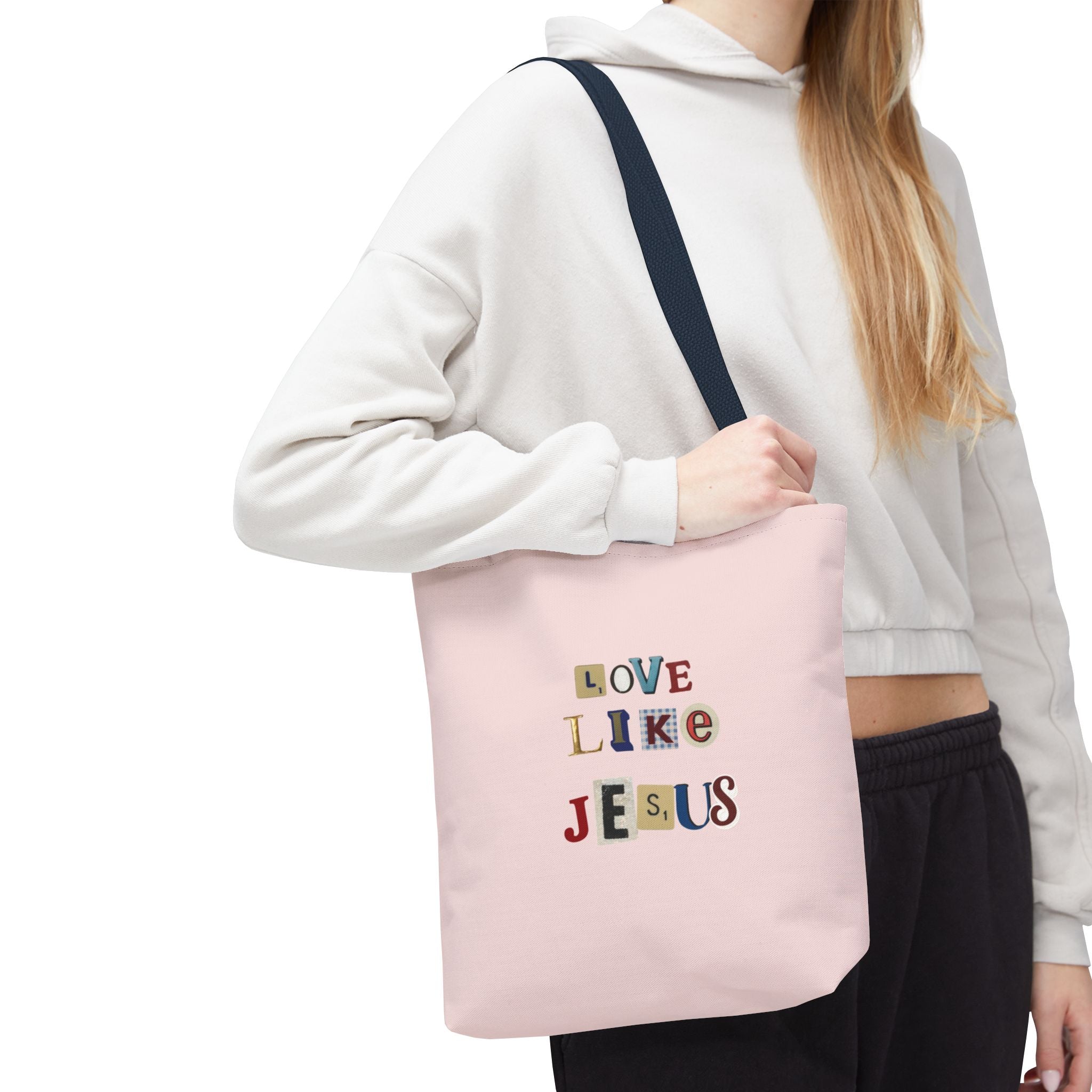 Love Like Jesus Tote Bag — Christian Inspirational Pink Everyday Tote