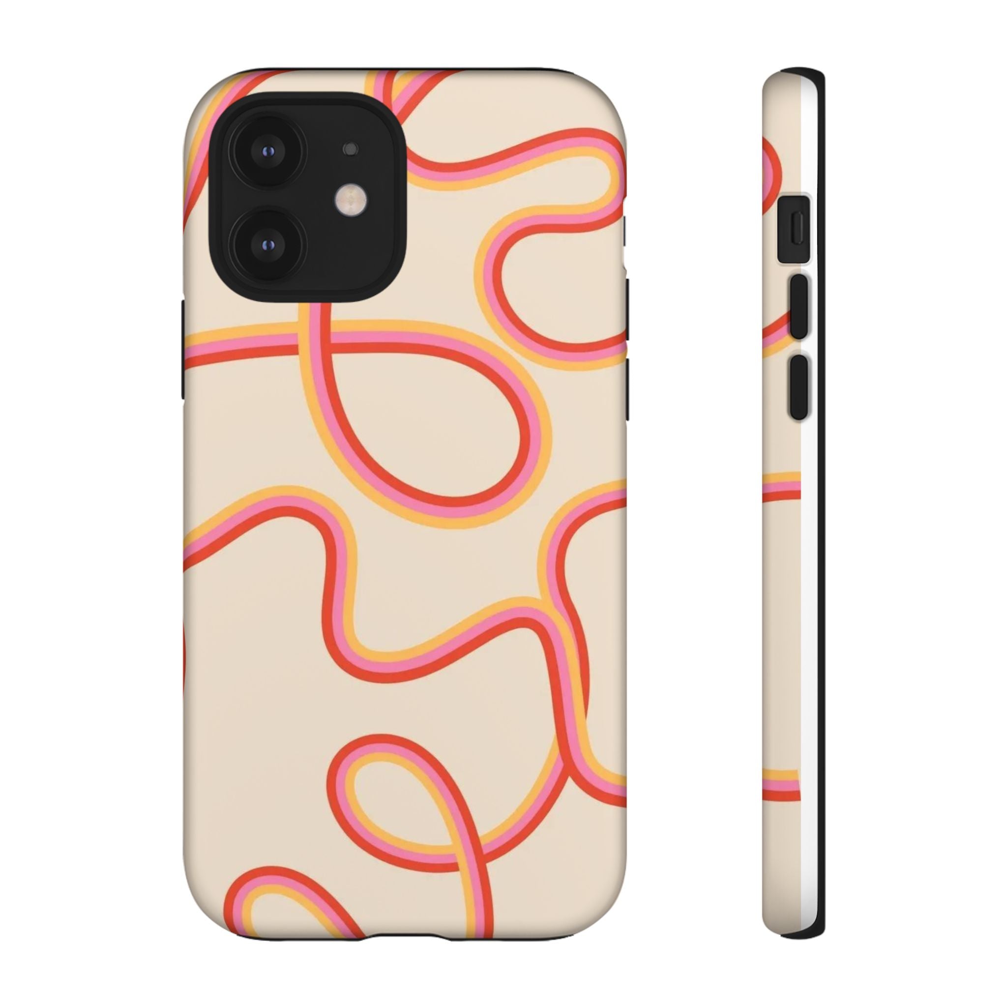 Retro Loop Pattern iPhone Case – Peach & Sunset Abstract Tough Case