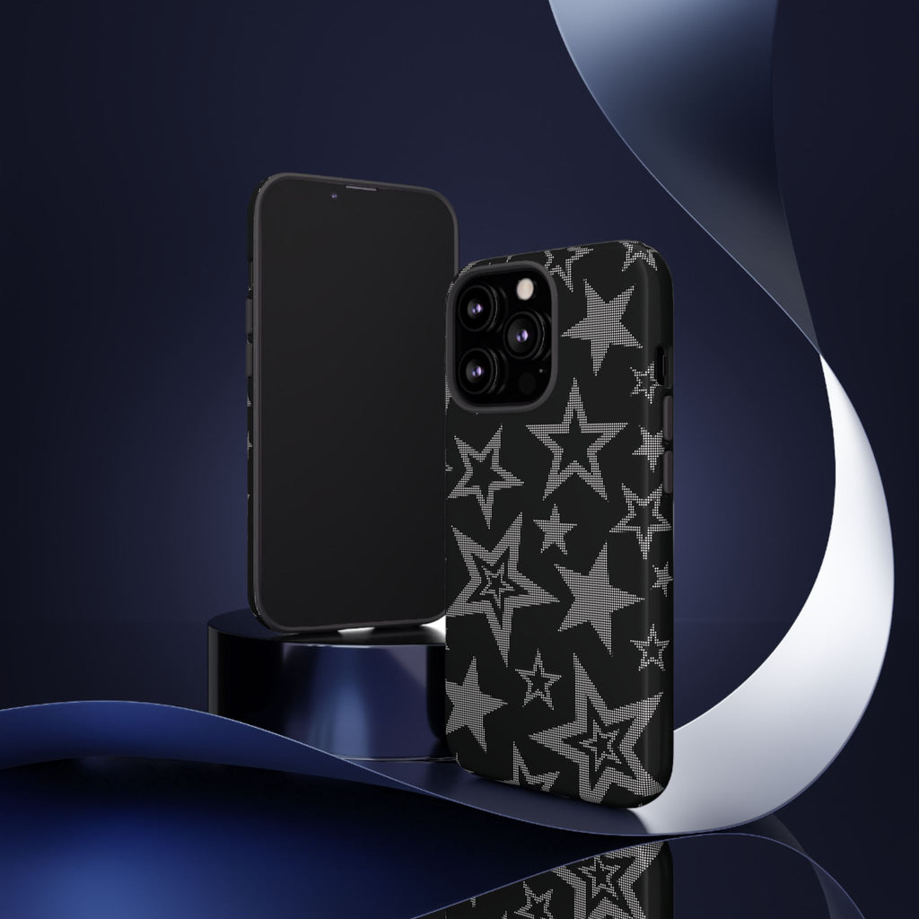 Black Star Pattern Tough Phone Case — Durable Protective Phone Cover