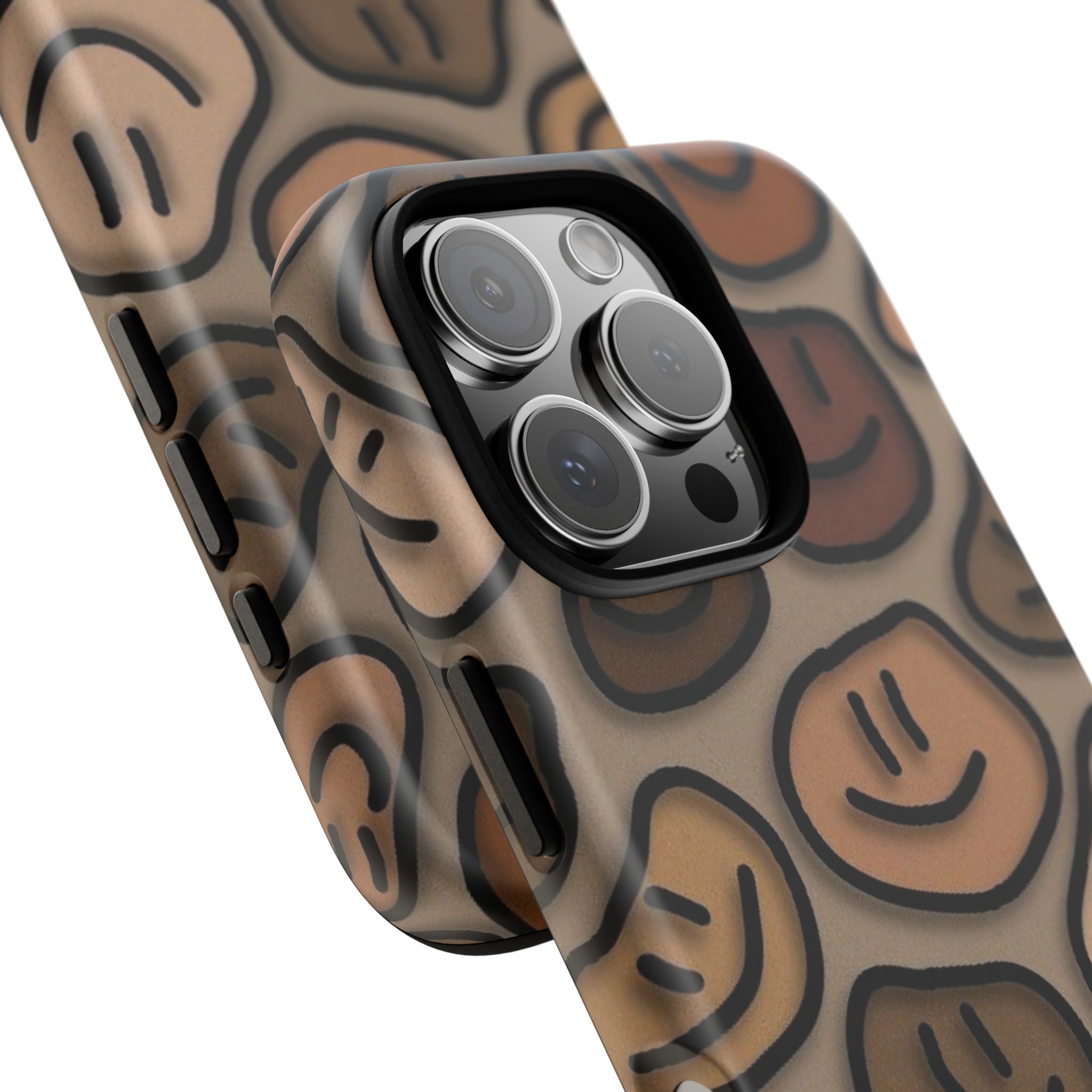 Smiley Faces iPhone Case — Neutral Brown Diverse Smiles Protective Cover