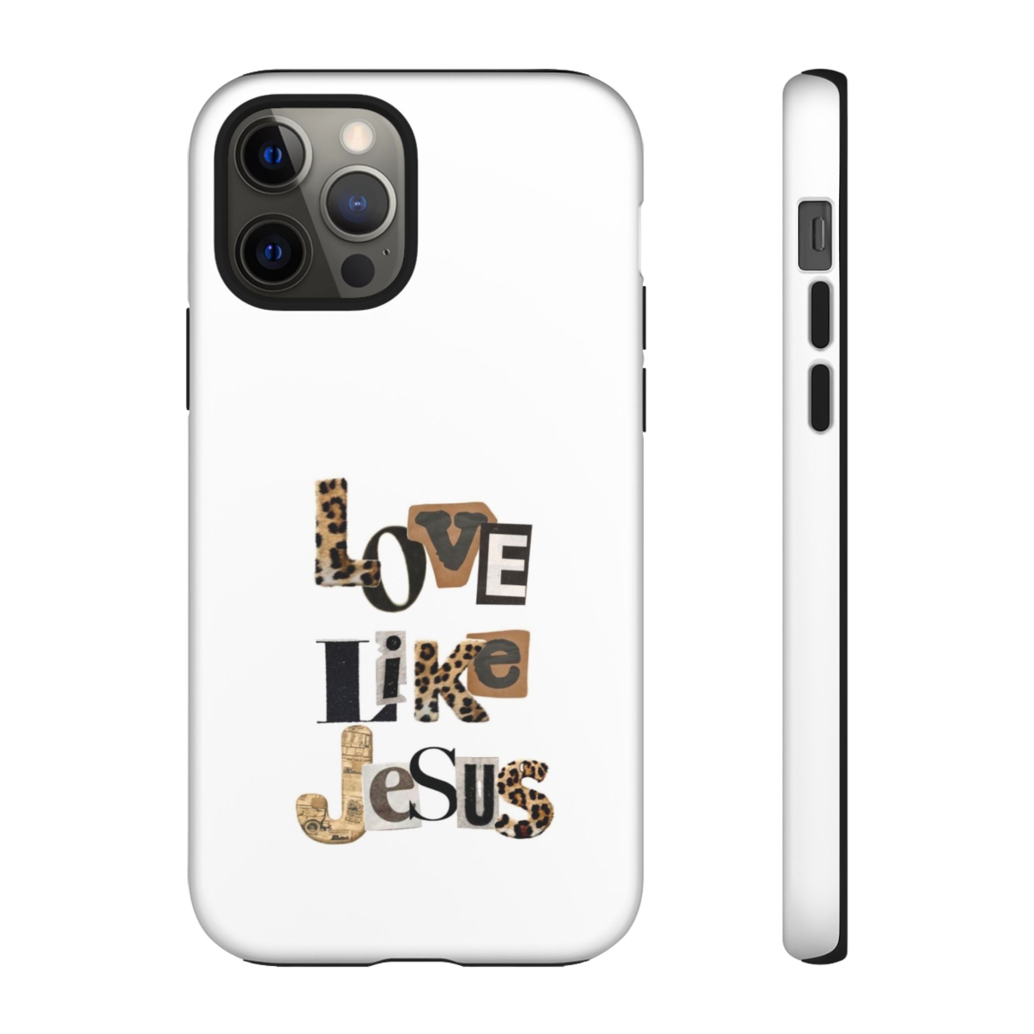"Love Like Jesus" Leopard Print Christian Tough Phone Case
