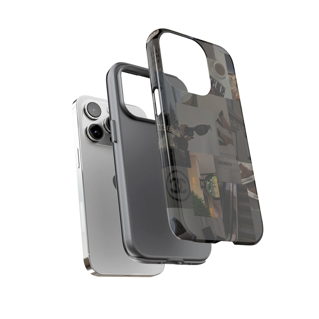 Collage Aesthetic Tough iPhone Case — Chic Cafe & Fashion Mood Board