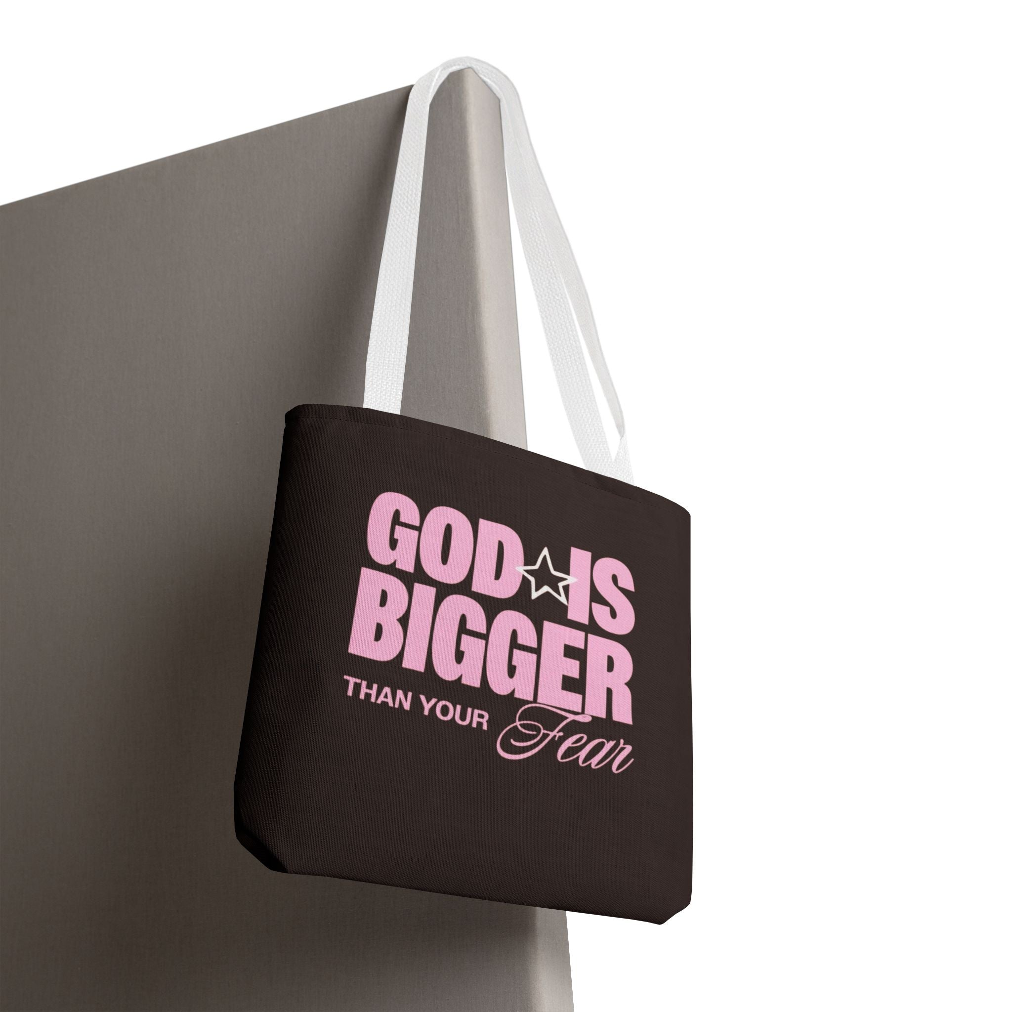 "God Is Bigger Than Your Fear" Scripture Quote Tote Bag