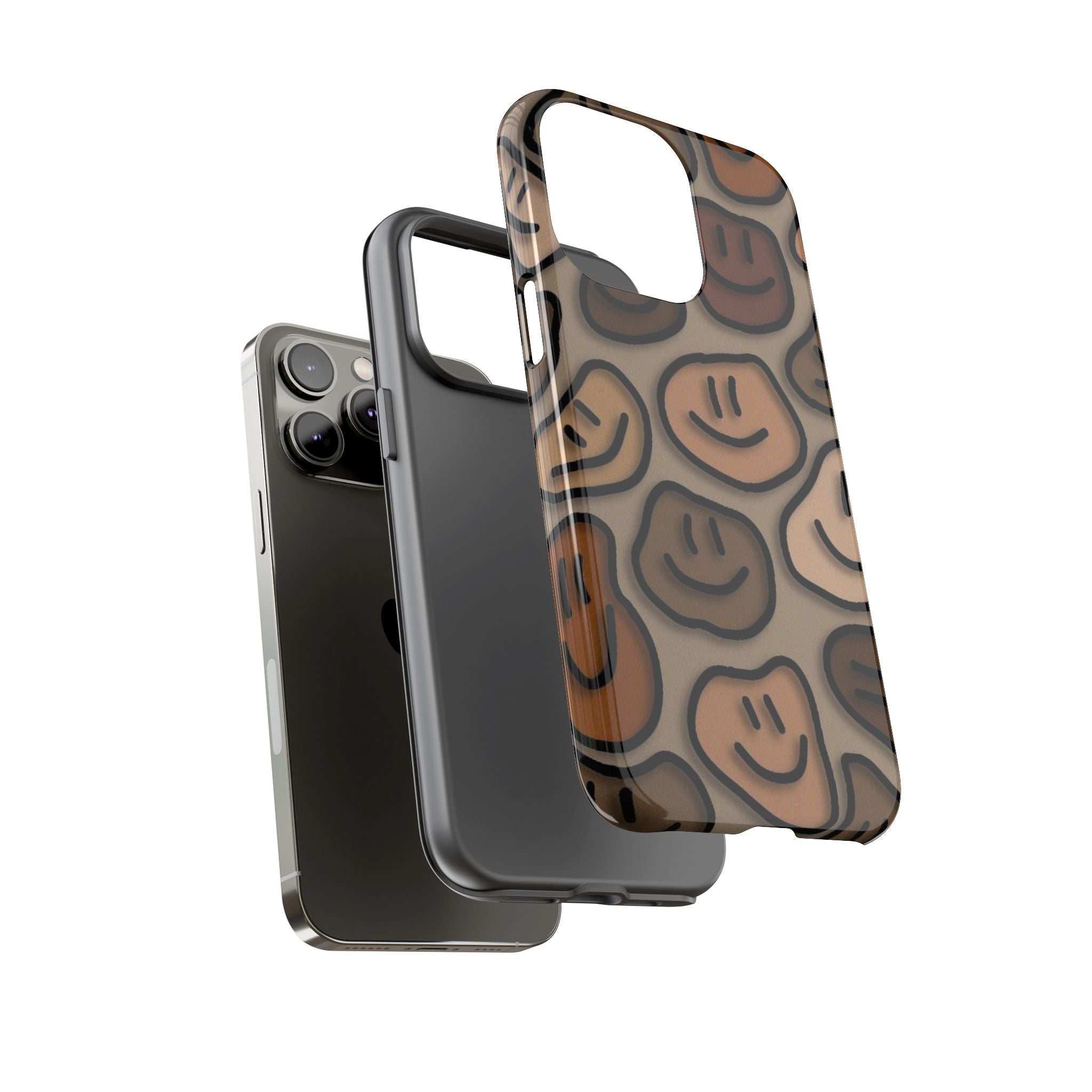 Smiley Faces iPhone Case — Neutral Brown Diverse Smiles Protective Cover