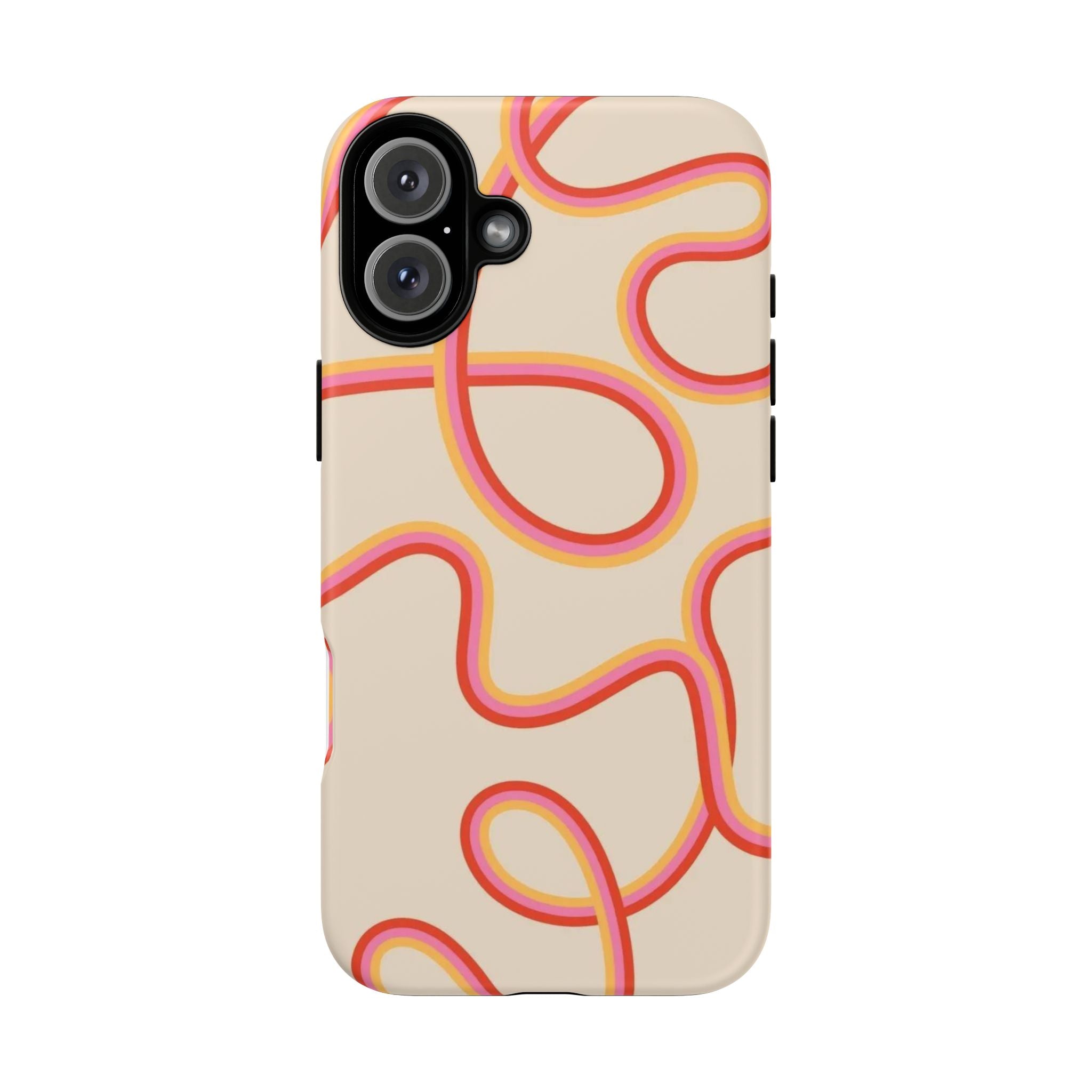 Retro Loop Pattern iPhone Case – Peach & Sunset Abstract Tough Case