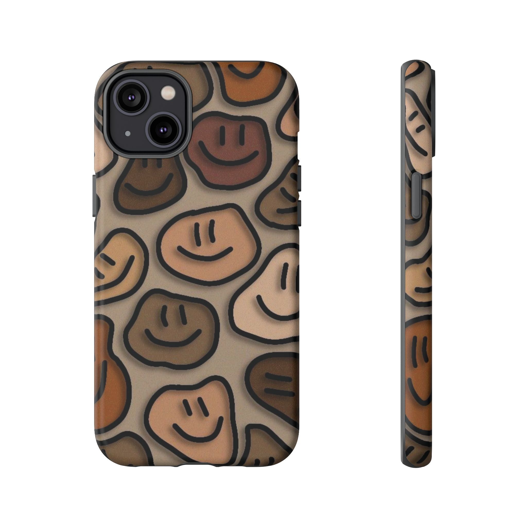 Smiley Faces iPhone Case — Neutral Brown Diverse Smiles Protective Cover