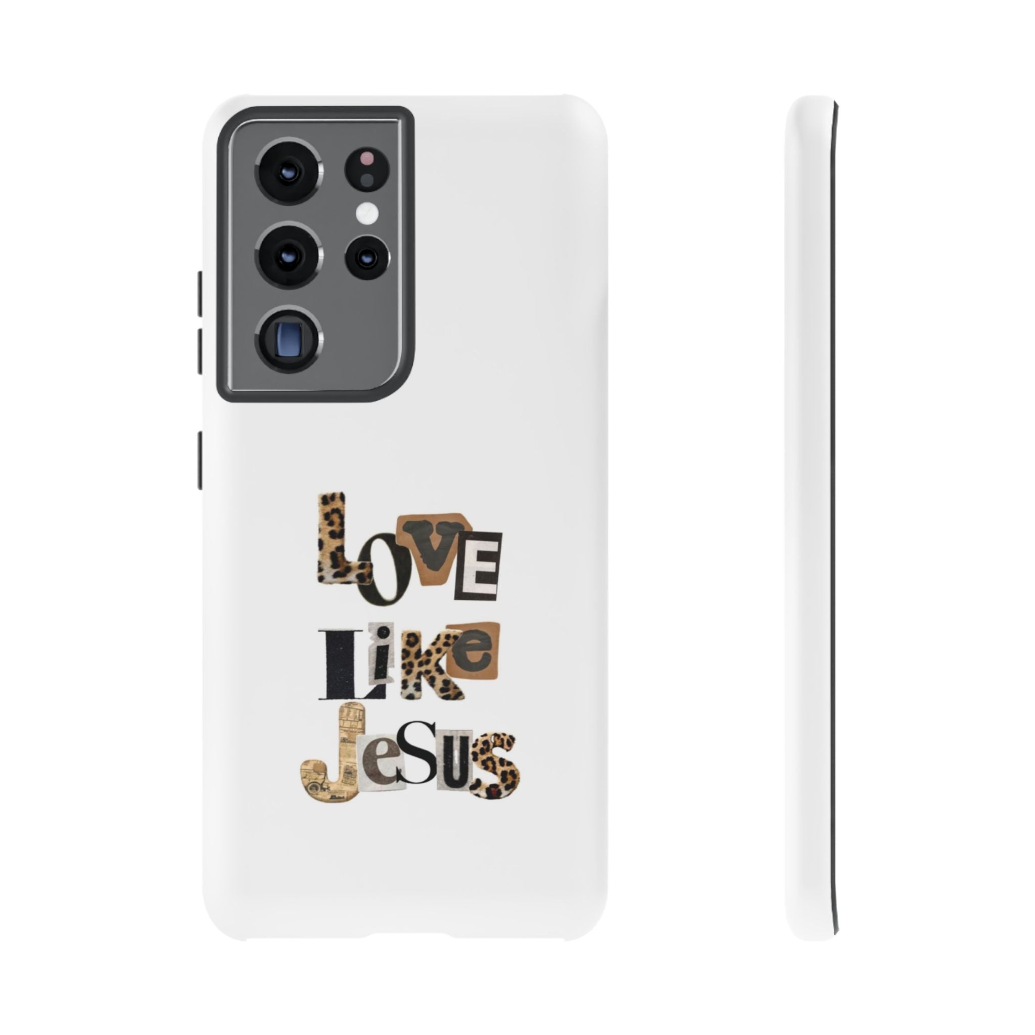 "Love Like Jesus" Leopard Print Christian Tough Phone Case