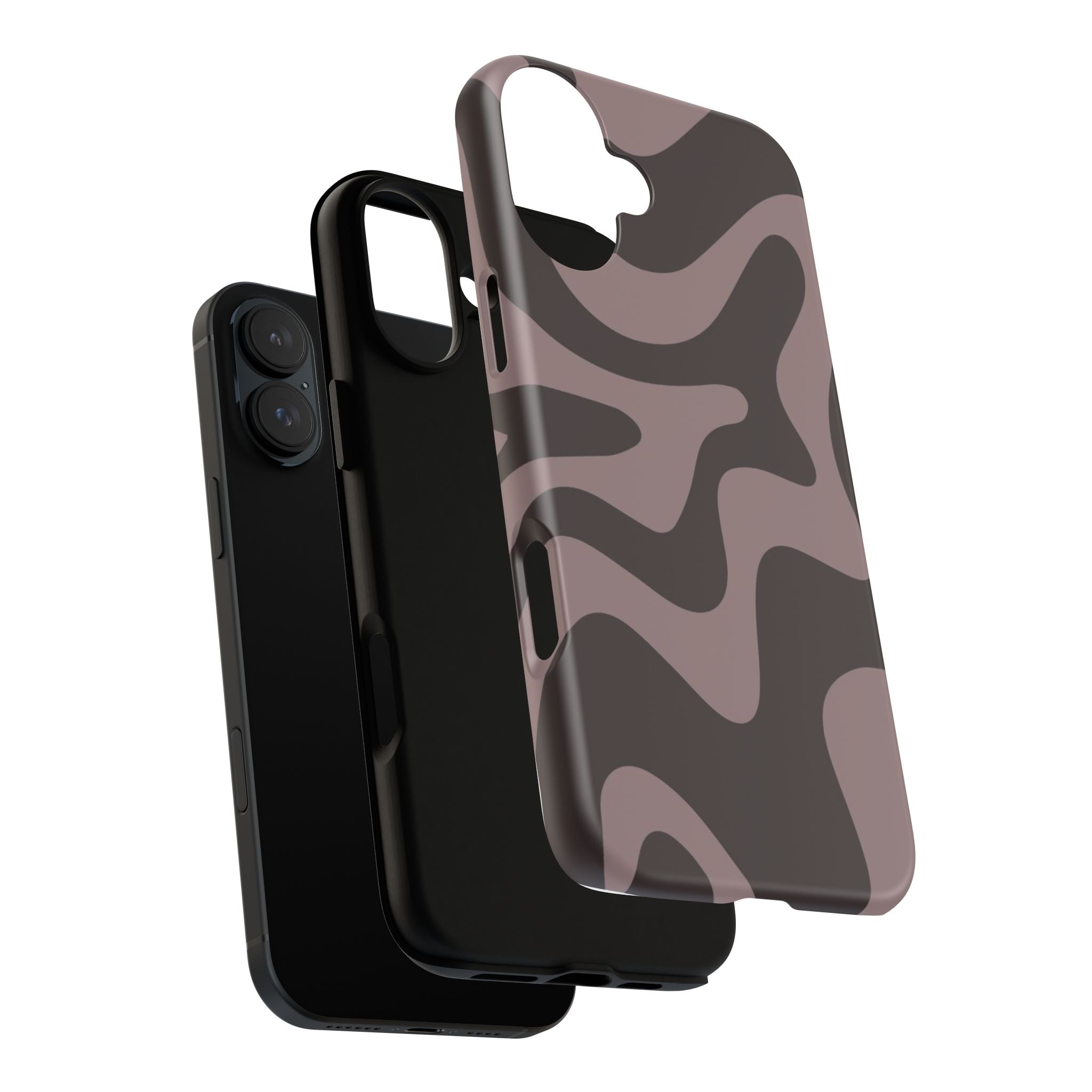 Camouflage Swirl iPhone Case — Matte Brown Abstract Camo Protective Cover