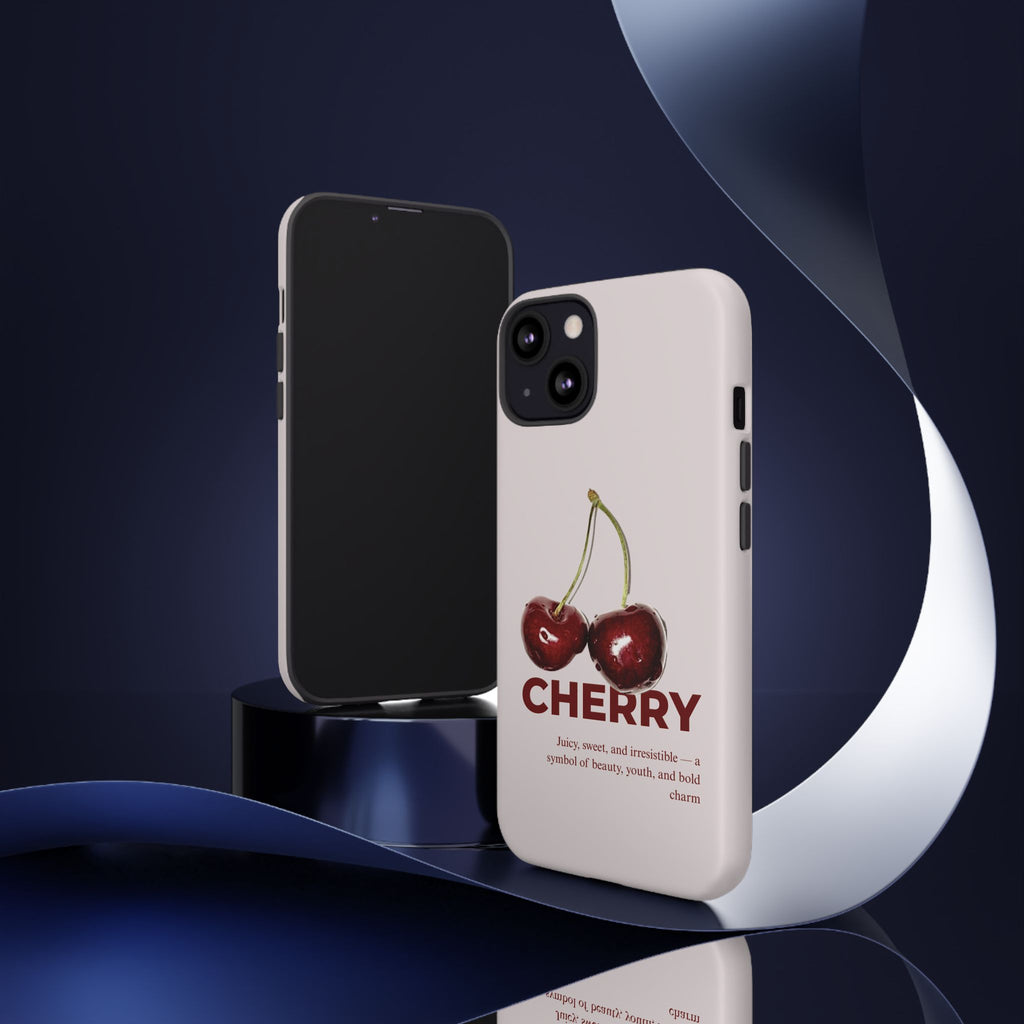 Cherry Vintage iPhone Case — Retro Cherry Illustration with 'CHERRY' Text