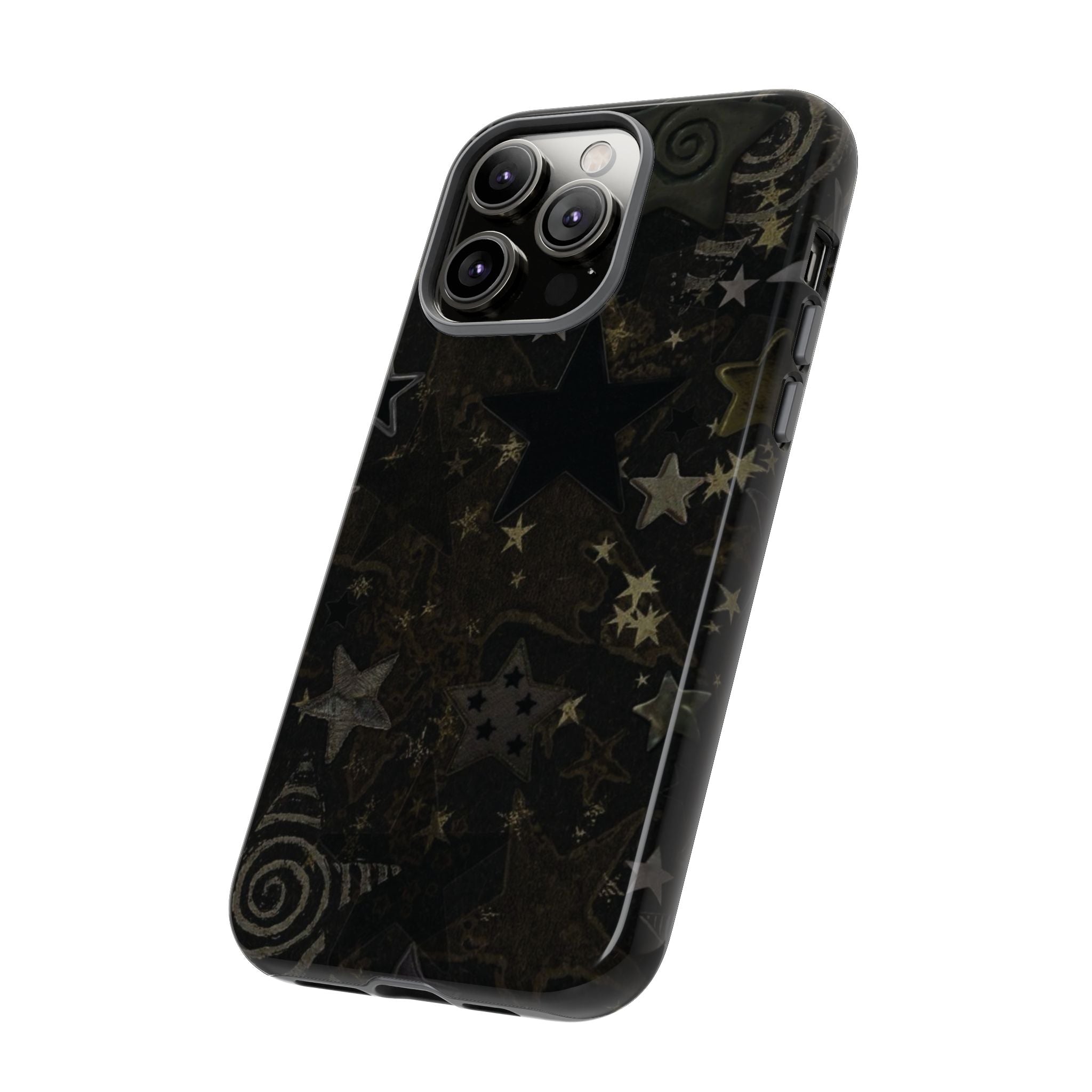 Black Starry iPhone Case – Protective Tough Case with Subtle Galaxy Pattern
