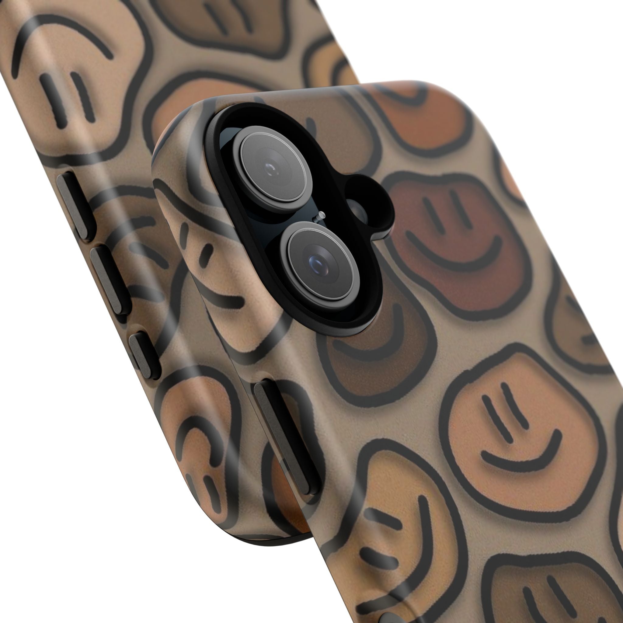 Smiley Faces iPhone Case — Neutral Brown Diverse Smiles Protective Cover