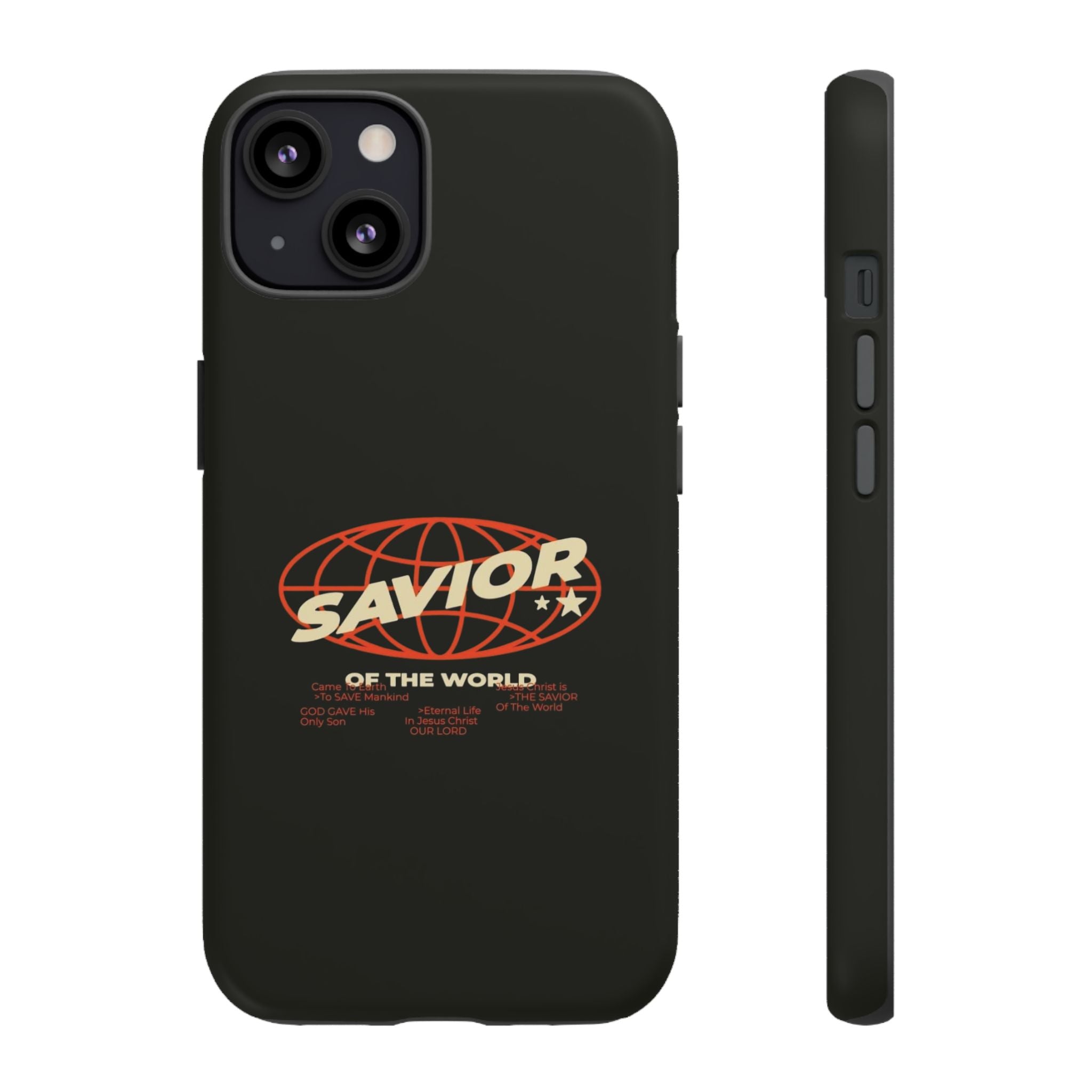 Savior of the World Black Protective Phone Case — Retro Globe Design