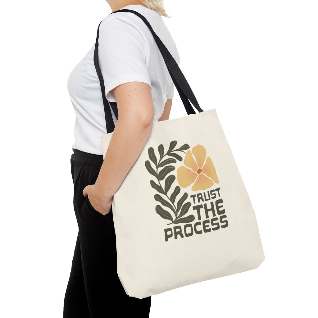 Trust The Process Floral Tote Bag — Inspirational Canvas Shopper