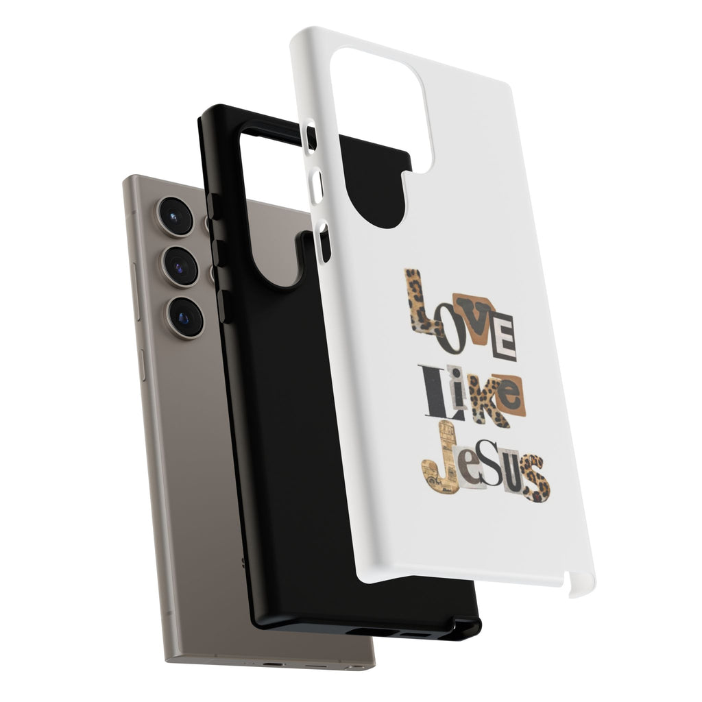 "Love Like Jesus" Leopard Print Christian Tough Phone Case