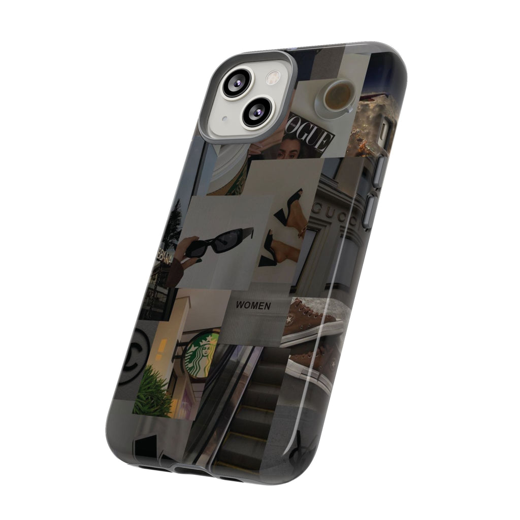 Collage Aesthetic Tough iPhone Case — Chic Cafe & Fashion Mood Board