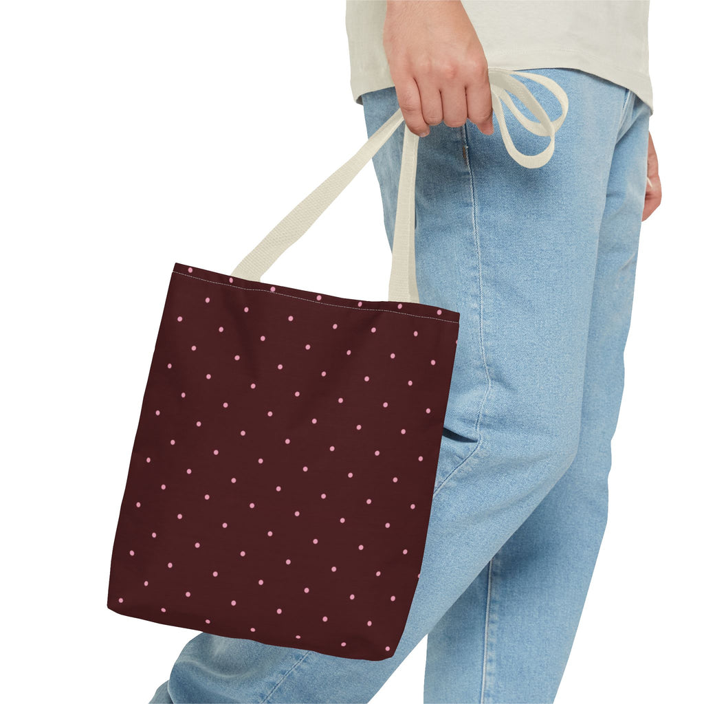 Burgundy Polka Dot Tote Bag