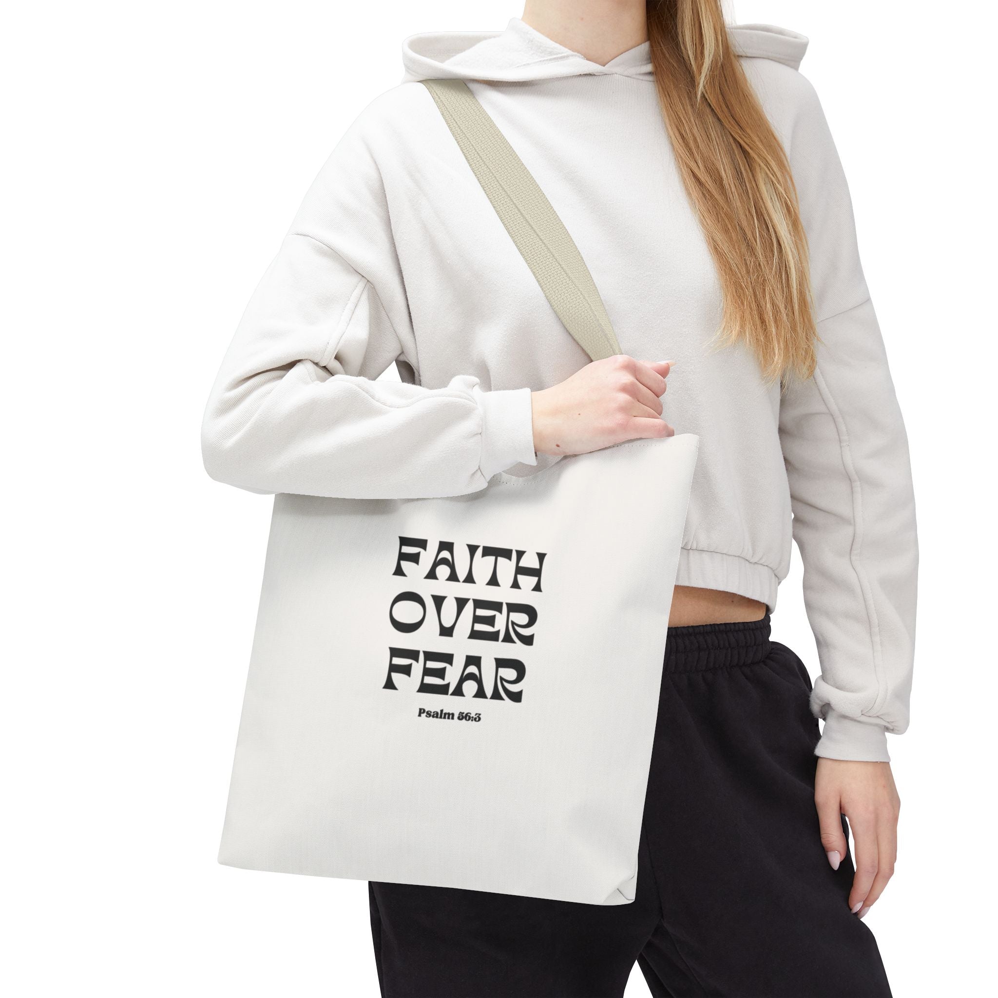 Faith Over Fear Tote Bag — Christian Inspirational Scripture Bag (Psalm 56:3)