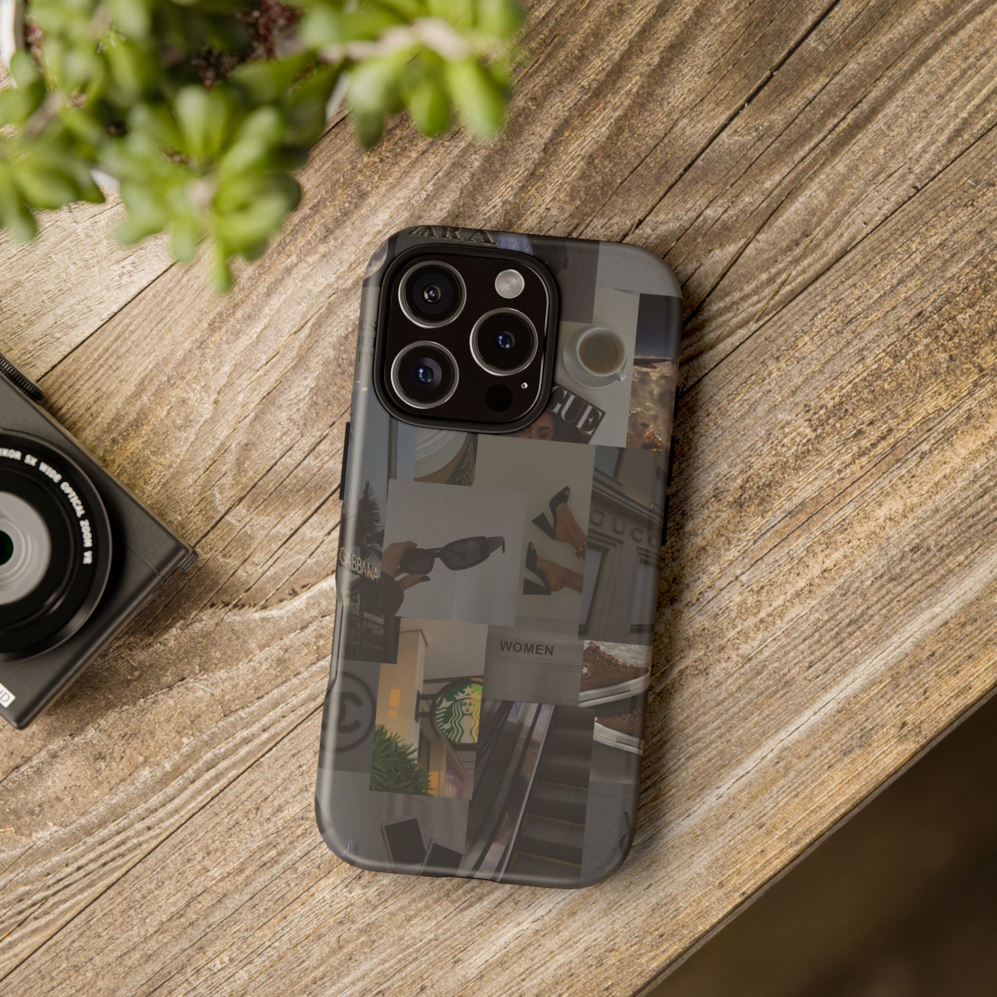 Collage Aesthetic Tough iPhone Case — Chic Cafe & Fashion Mood Board