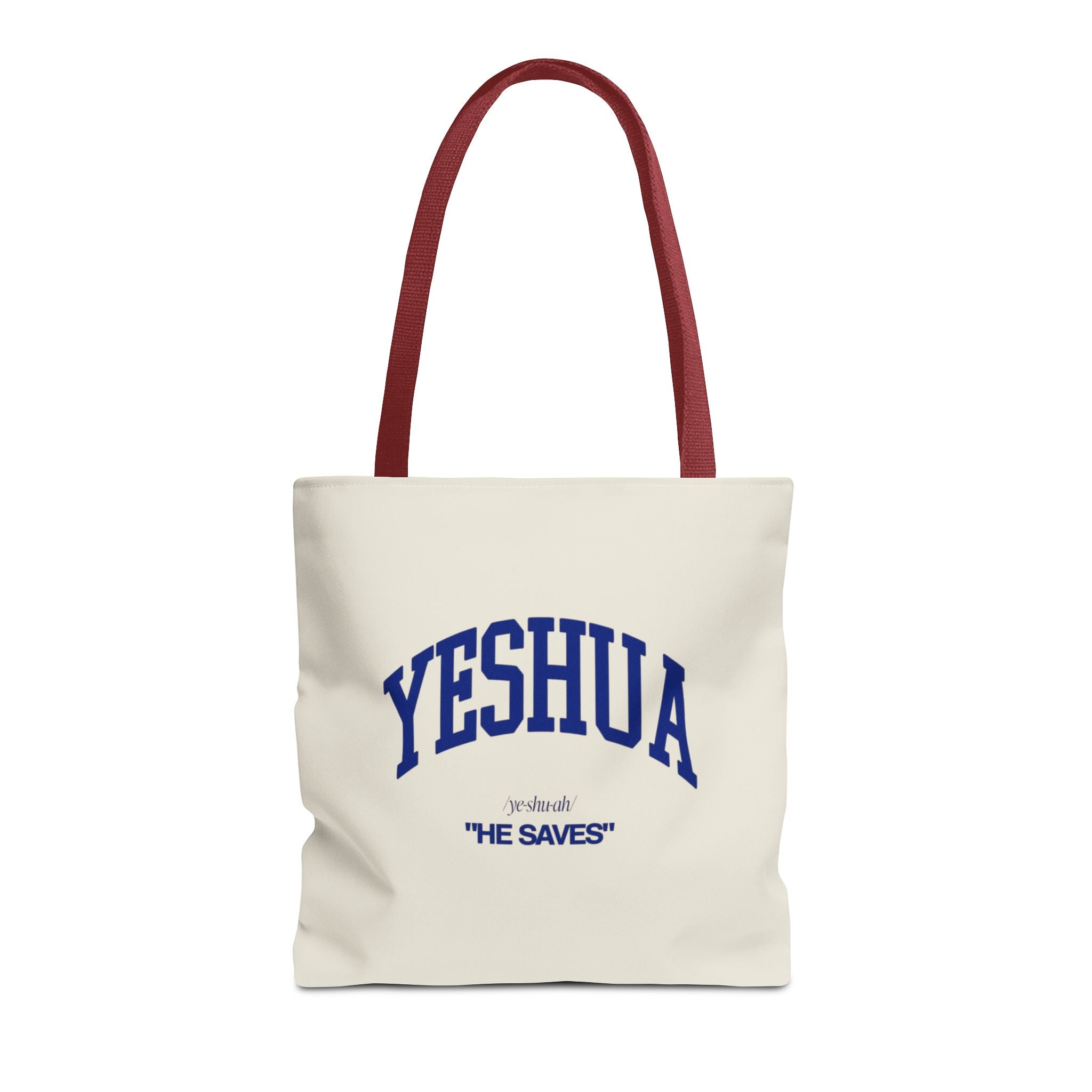 Yeshua 'He Saves' Scripture Tote Bag — Faith-Based Christian Canvas Tote