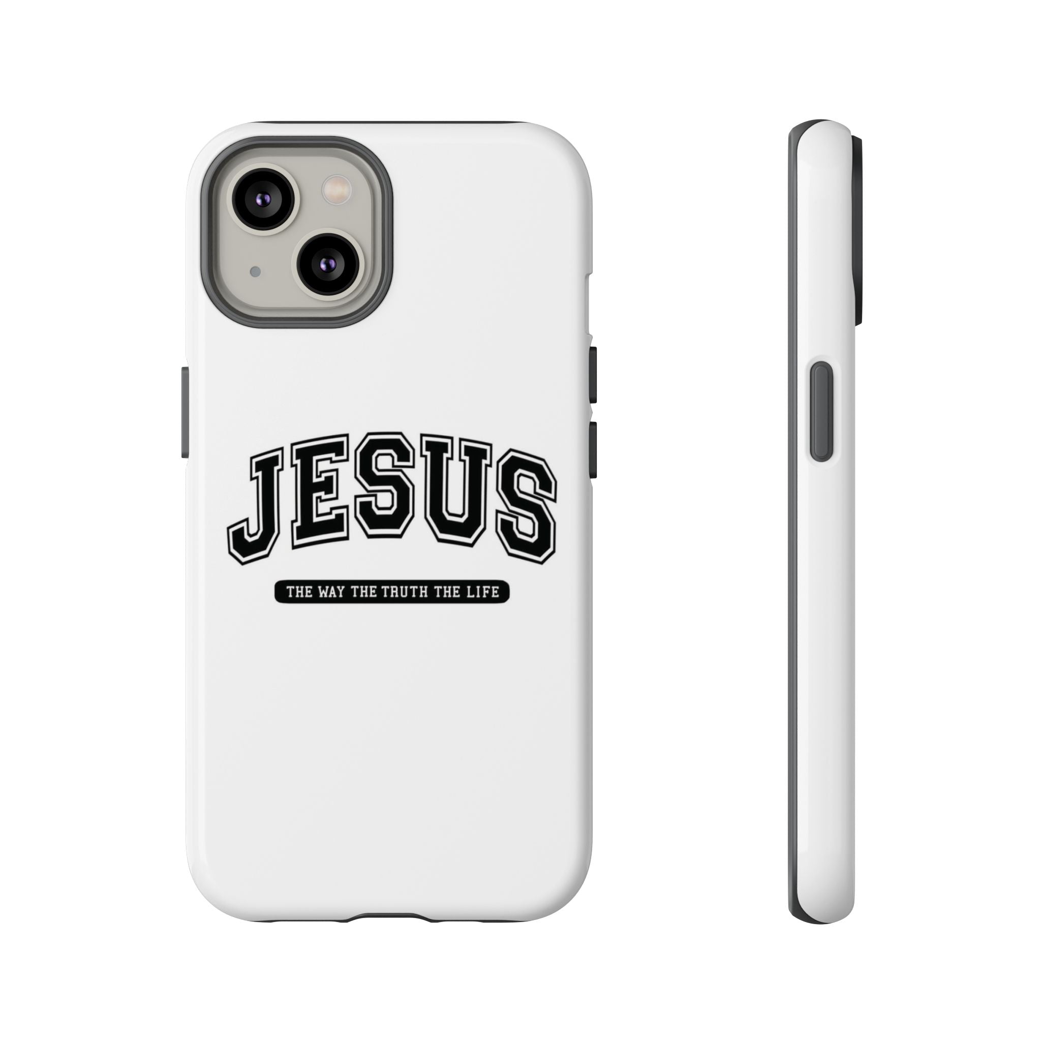 Jesus varsity phone case — 'Jesus: The Way The Truth The Life' tough protective cover