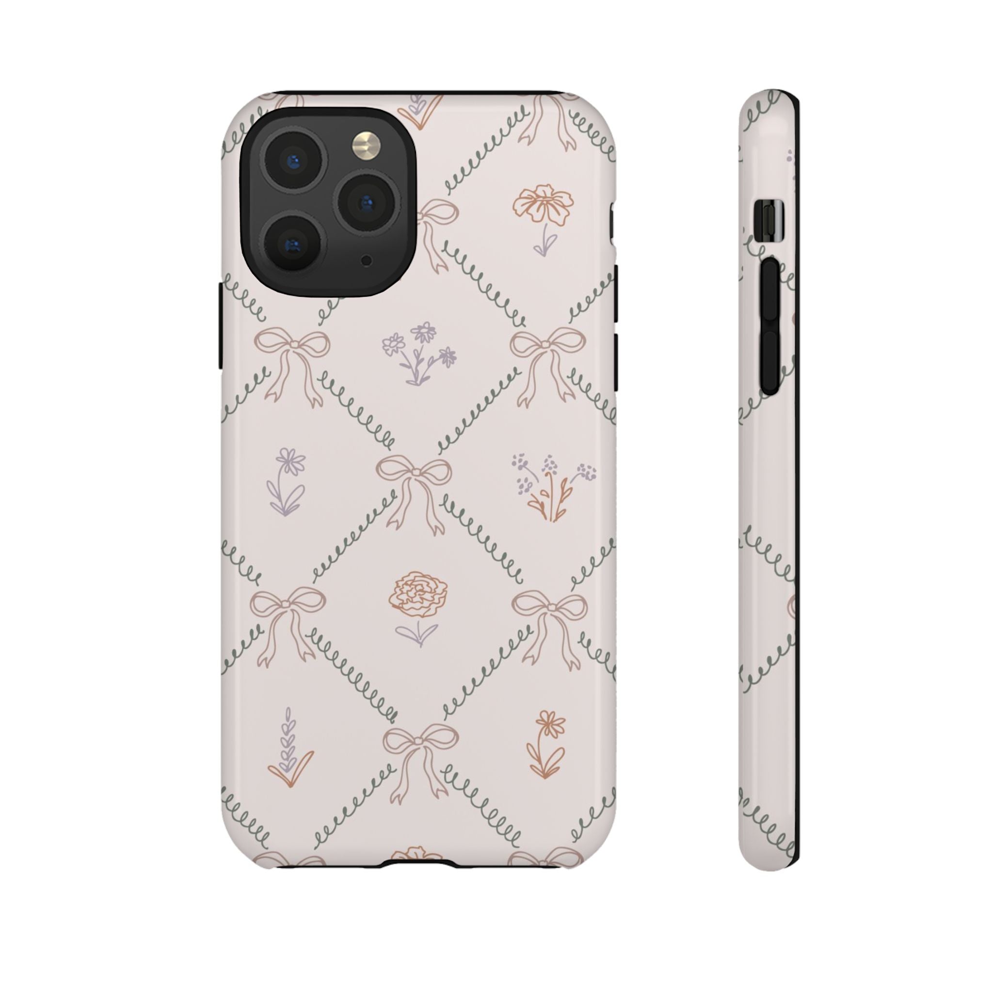 Floral Bow Pattern Tough iPhone Case