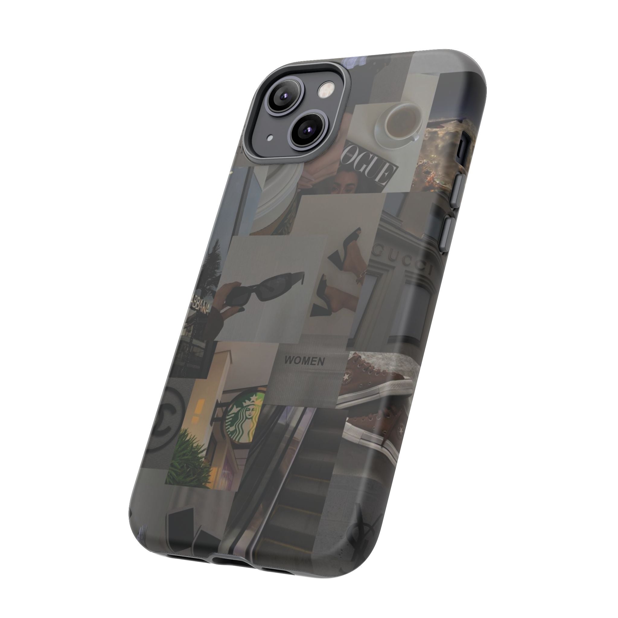 Collage Aesthetic Tough iPhone Case — Chic Cafe & Fashion Mood Board