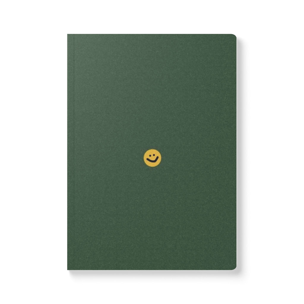 Smile Dot Journal — Forest Green Softcover Notebook with Cute Emoticon