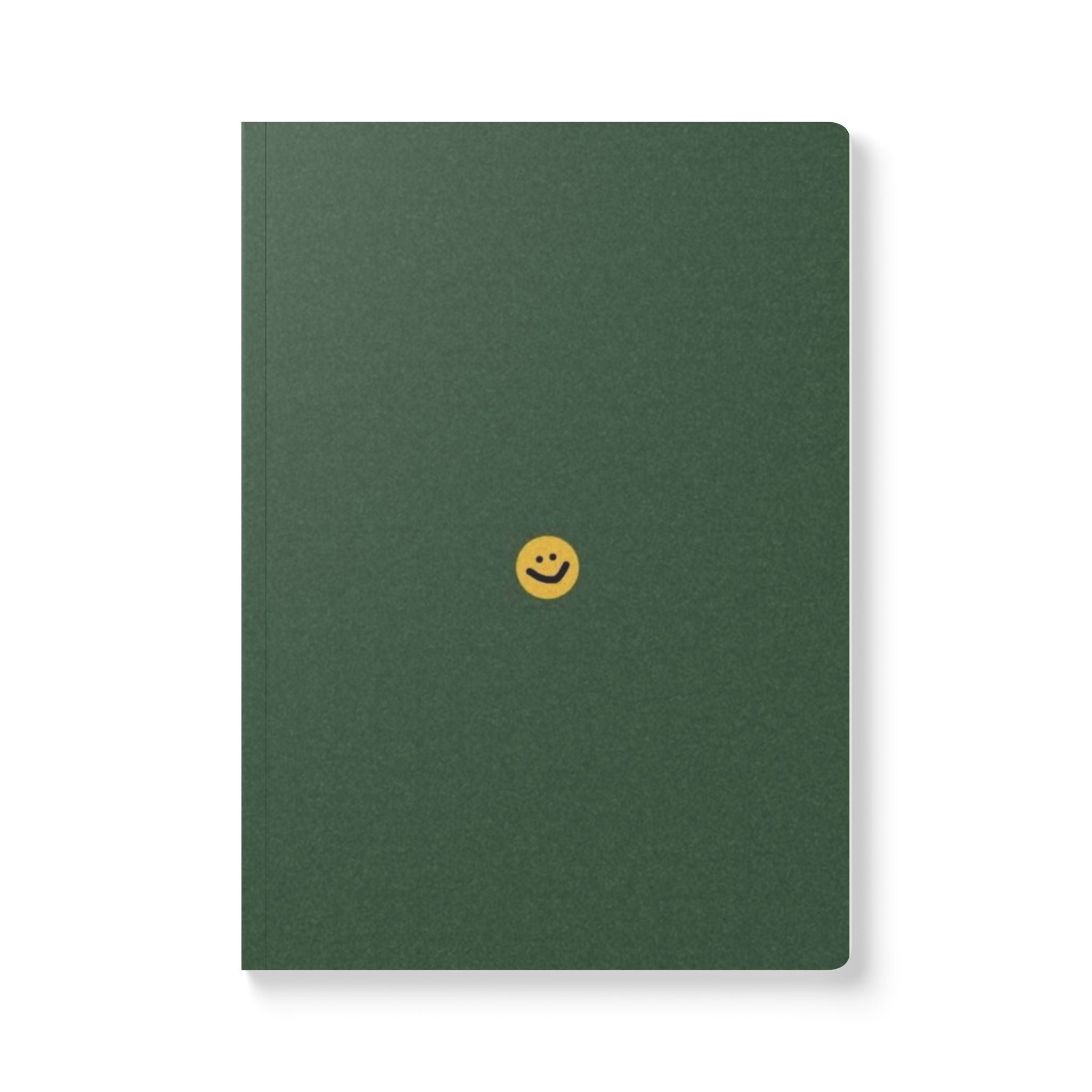 Smile Dot Journal — Forest Green Softcover Notebook with Cute Emoticon