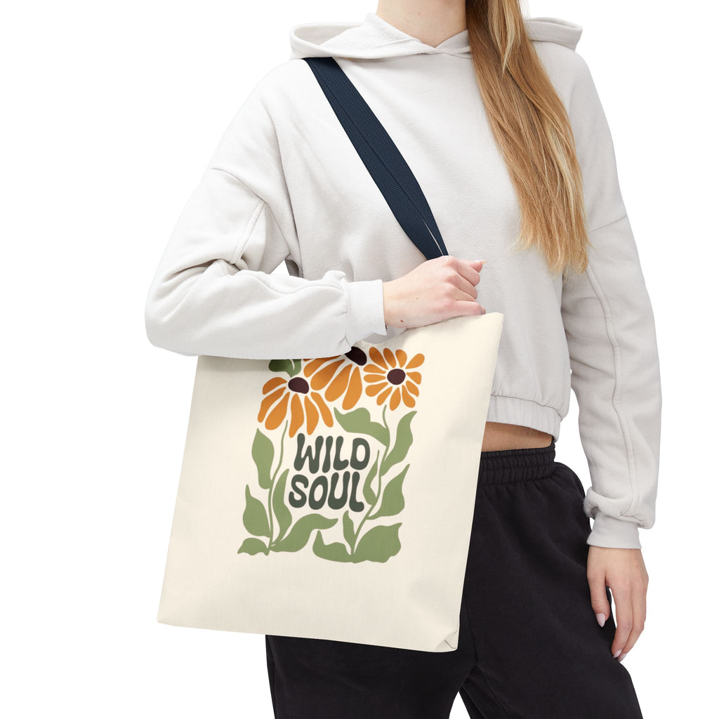 Wild Soul Floral Tote Bag — Boho Sunflower Canvas Carryall